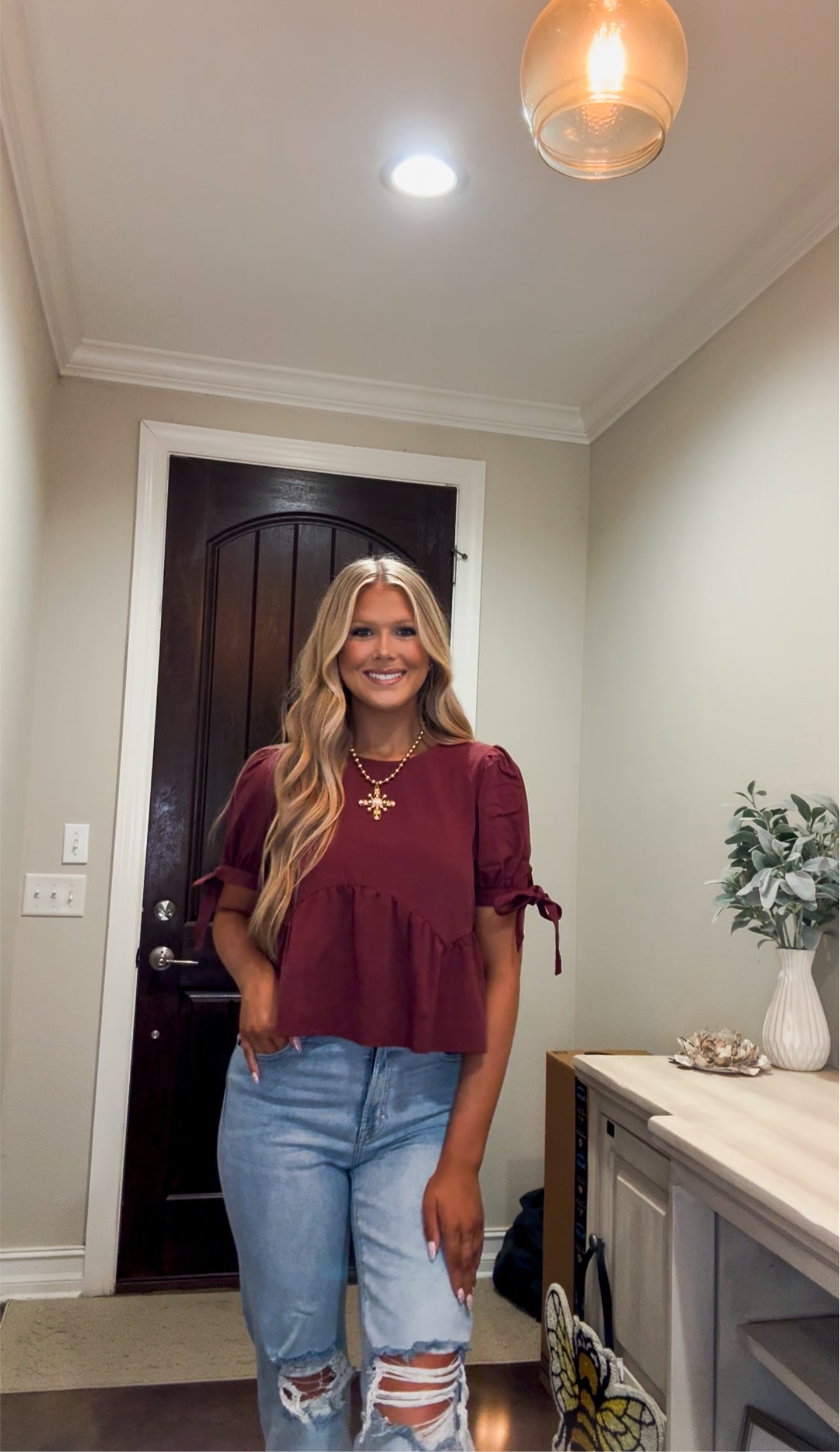 Puff Sleeve Blouse with Bows