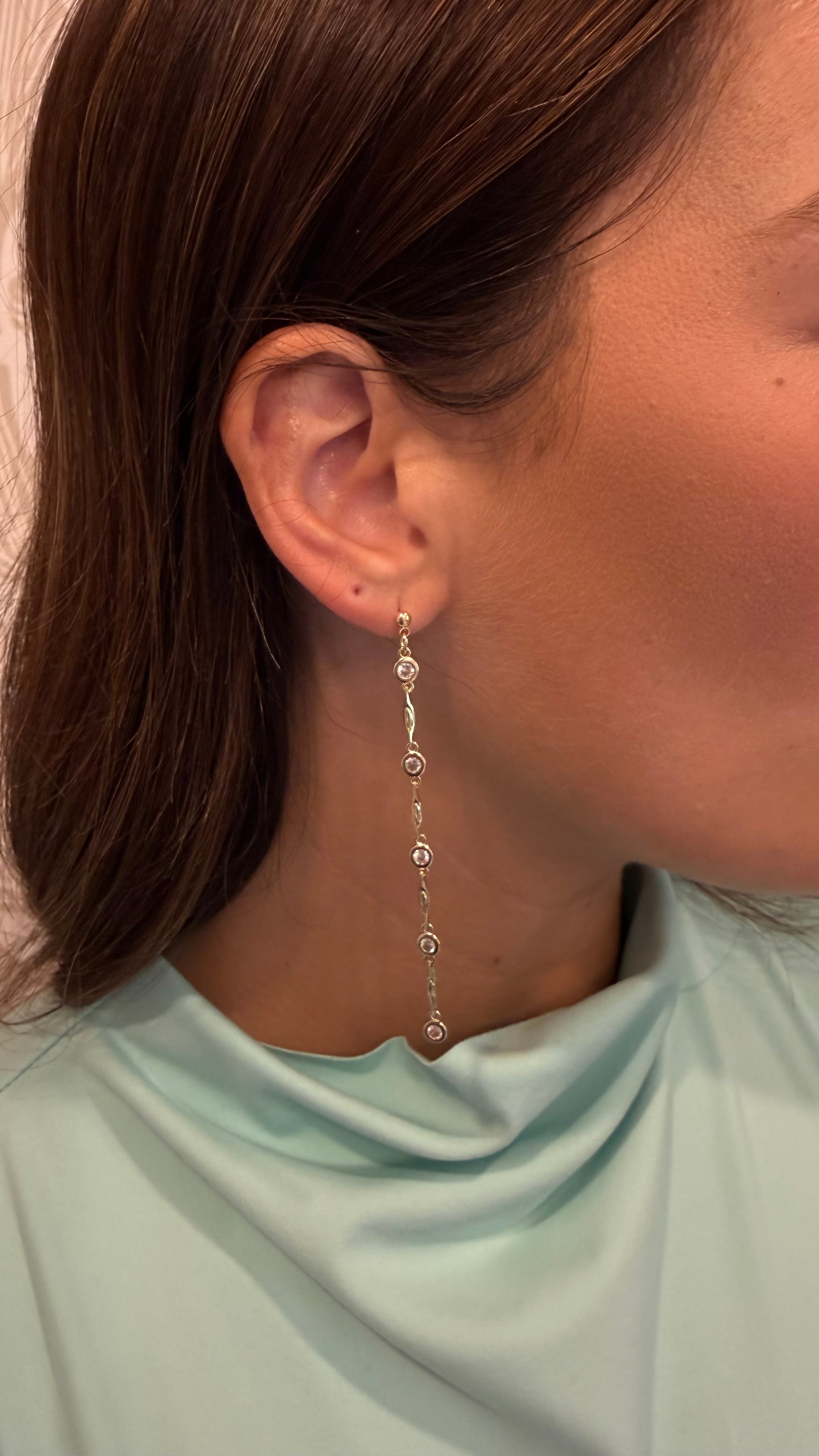 Diamond Dangle Linear Earrings