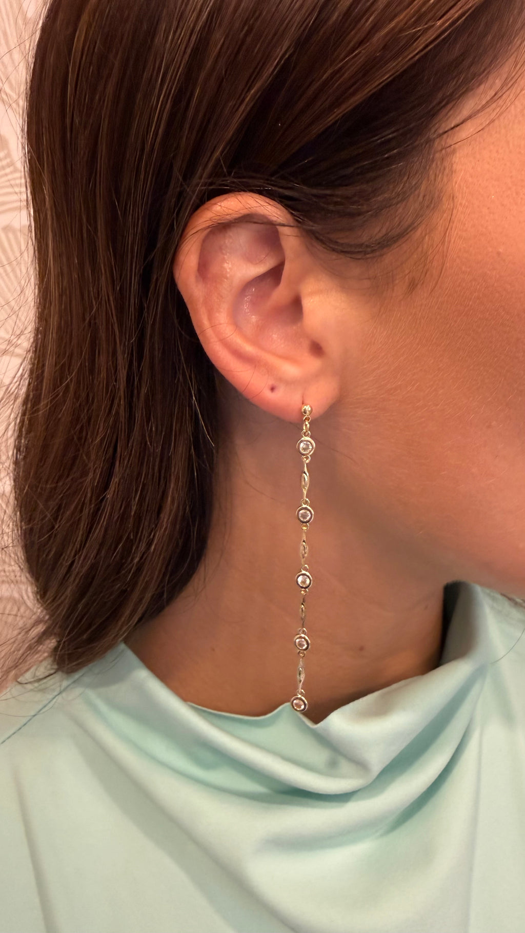Diamond Dangle Linear Earrings