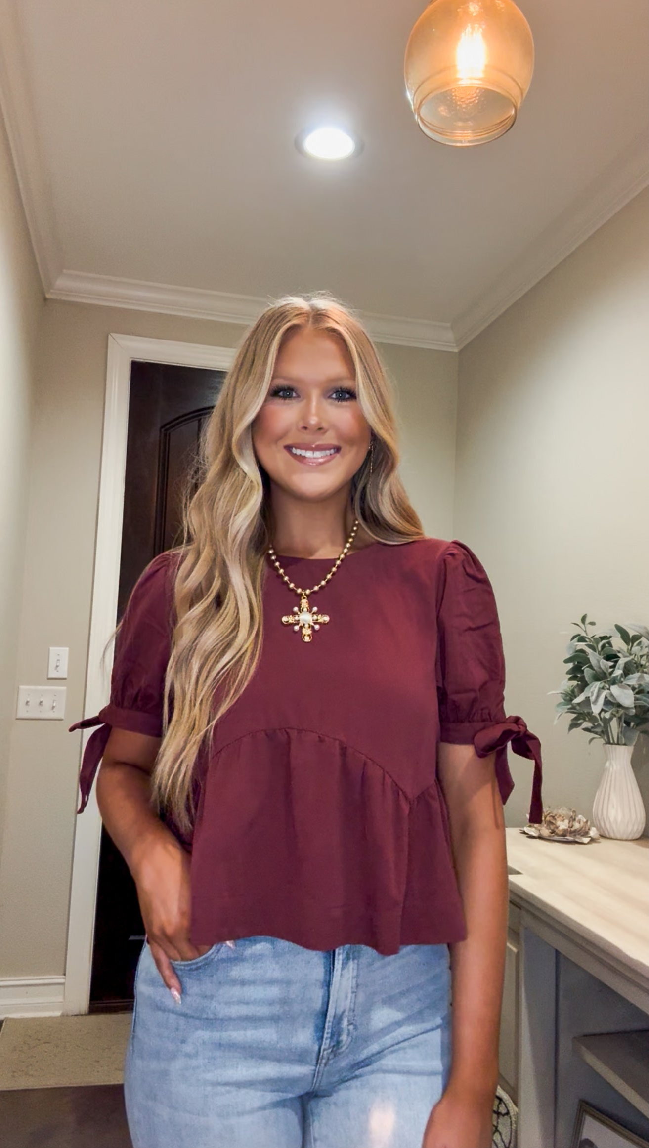 Puff Sleeve Blouse with Bows