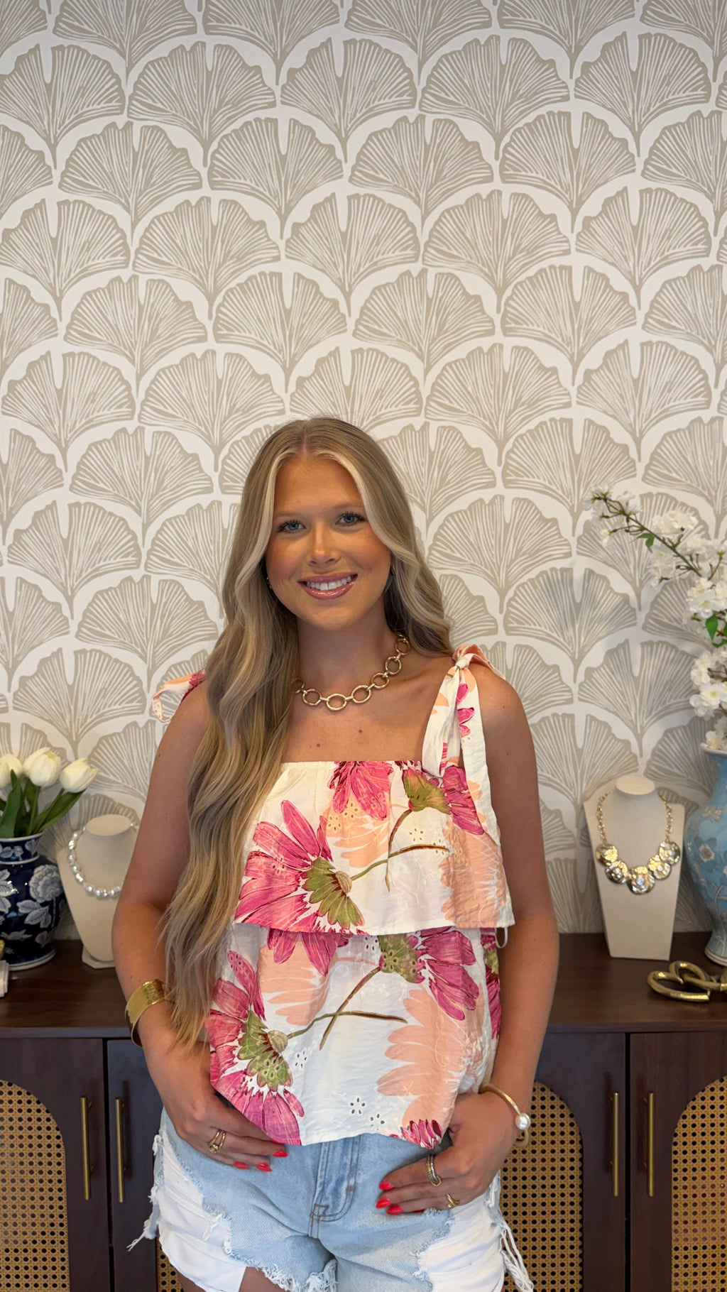 Blushing Blossom Bow Tank