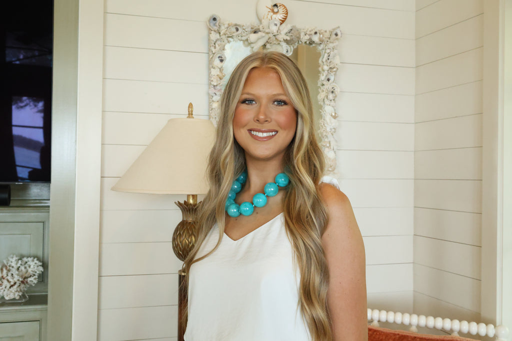 Teal Chunky Beaded Necklace