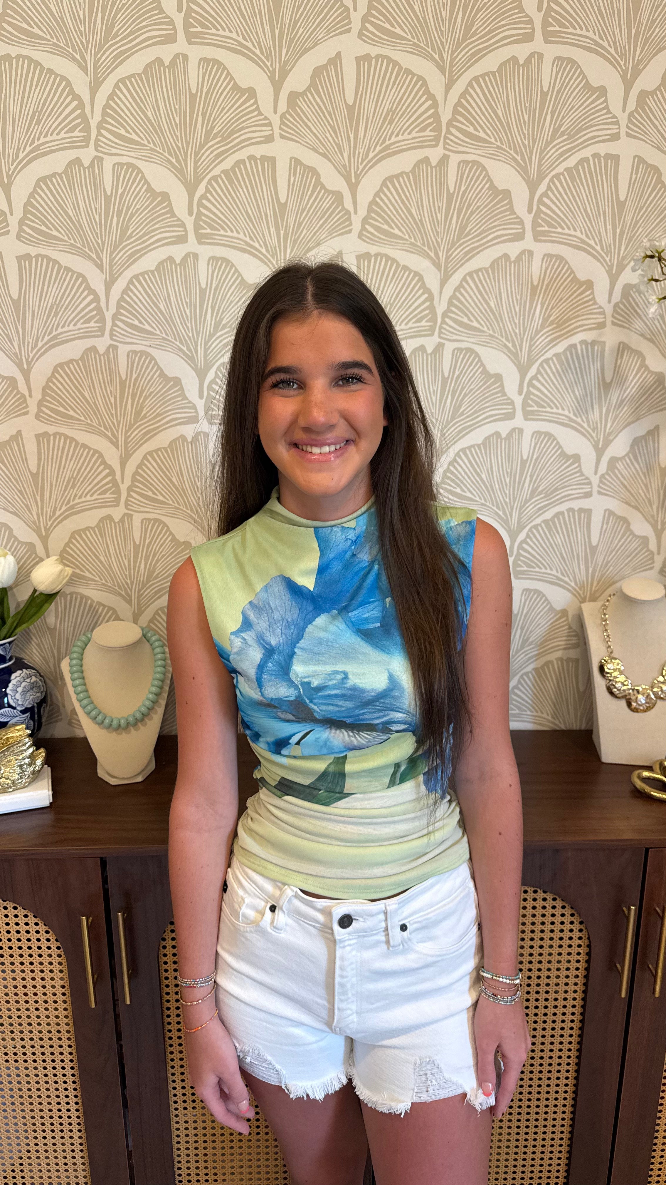 Drop Shoulder Floral Top