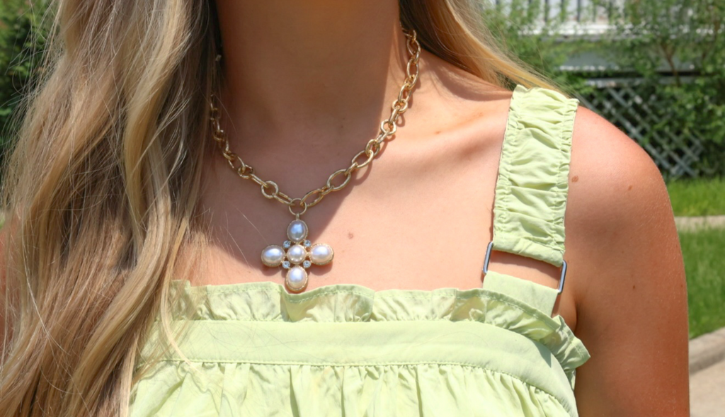 Pearly Cross Necklace