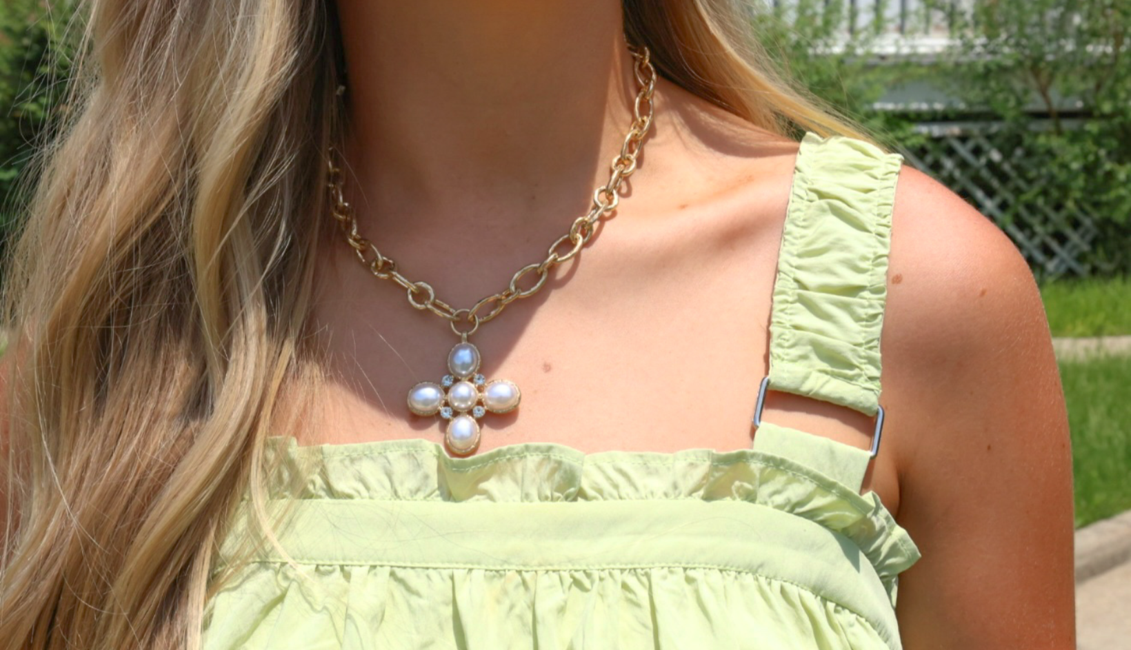 Pearly Cross Necklace