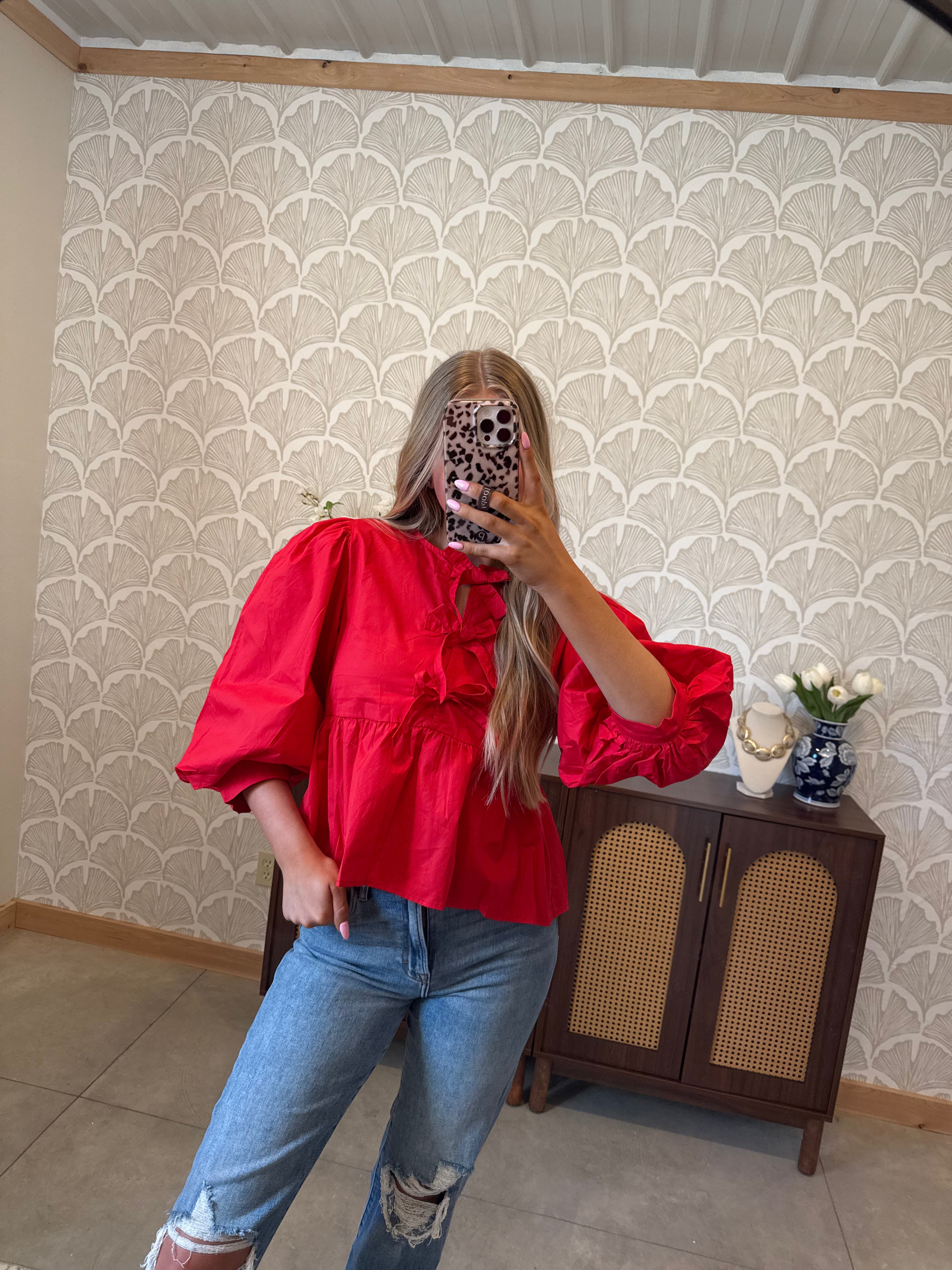 Bow Front Peplum Blouse