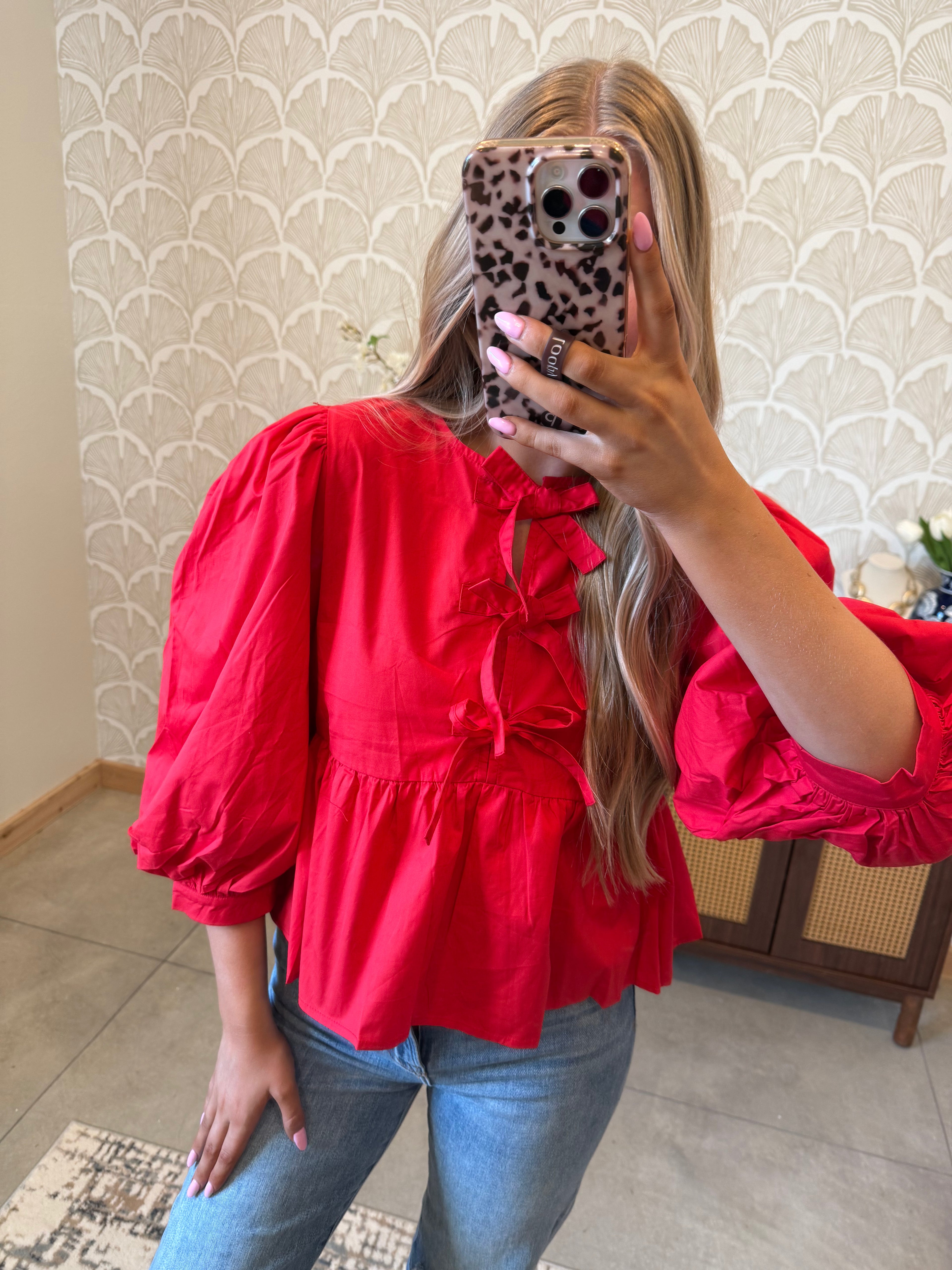 Bow Front Peplum Blouse