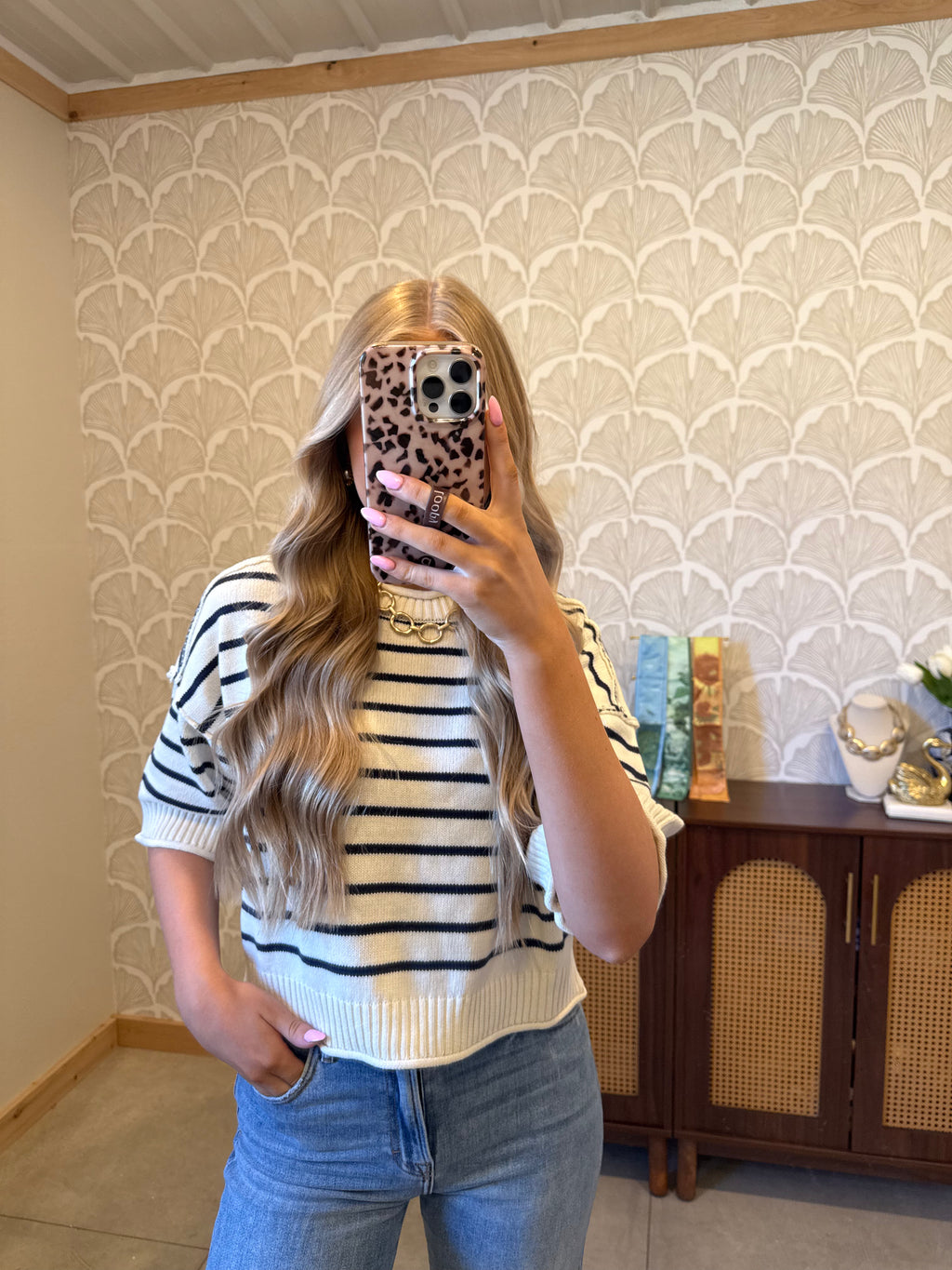 Navy Drop Shoulder Top