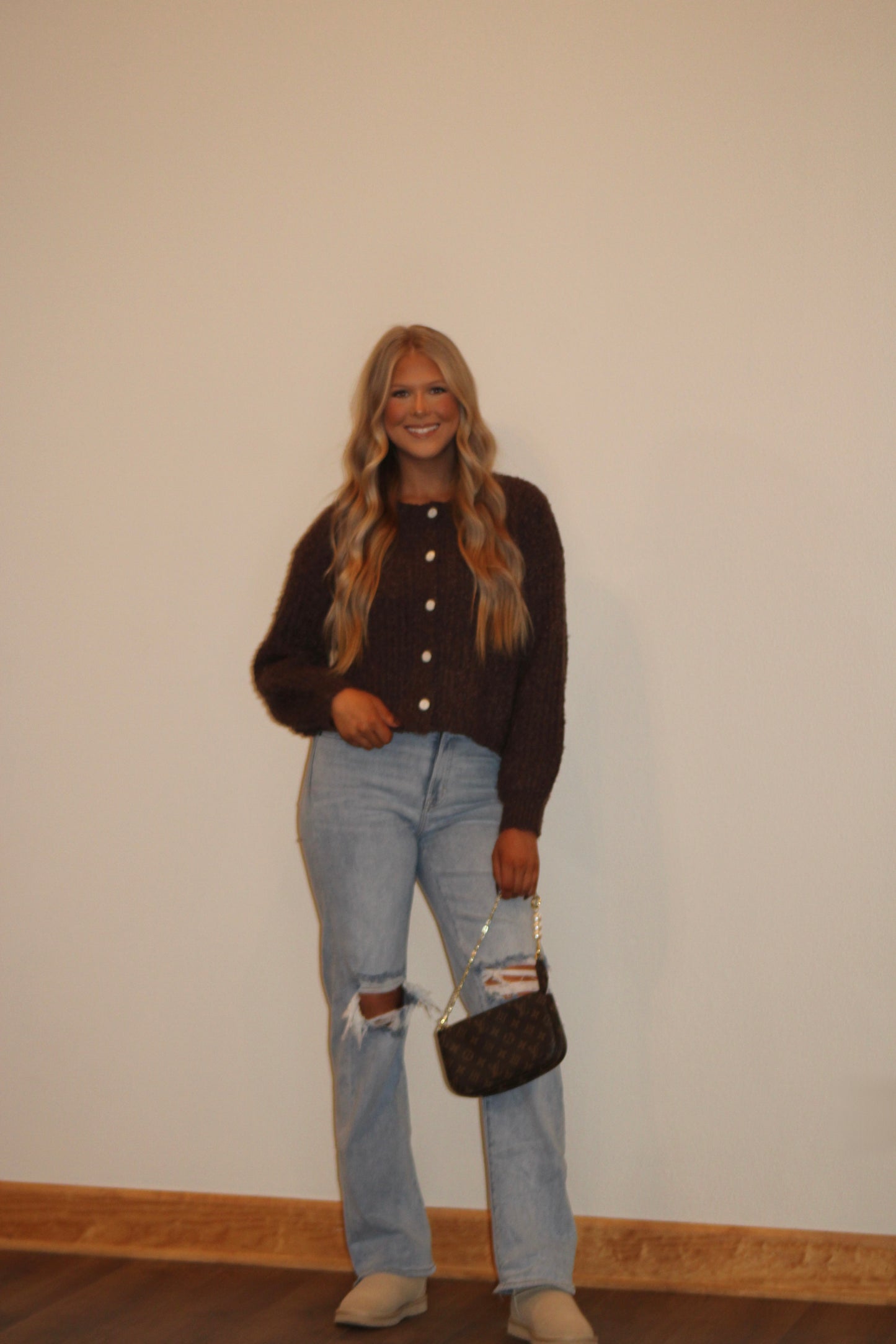 Chestnut Fuzzy Cardigan