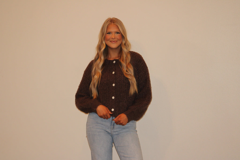 Chestnut Fuzzy Cardigan
