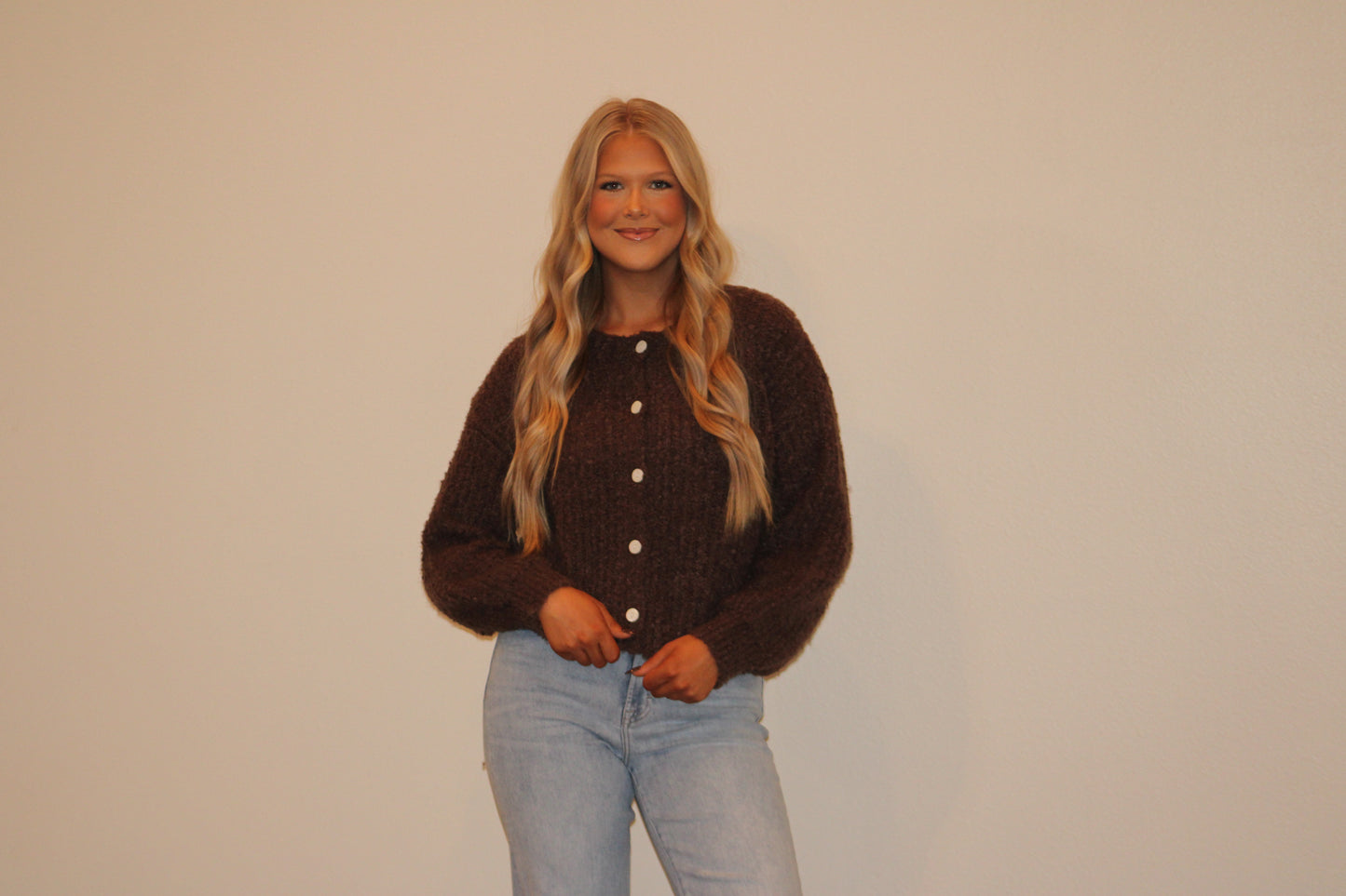 Chestnut Fuzzy Cardigan