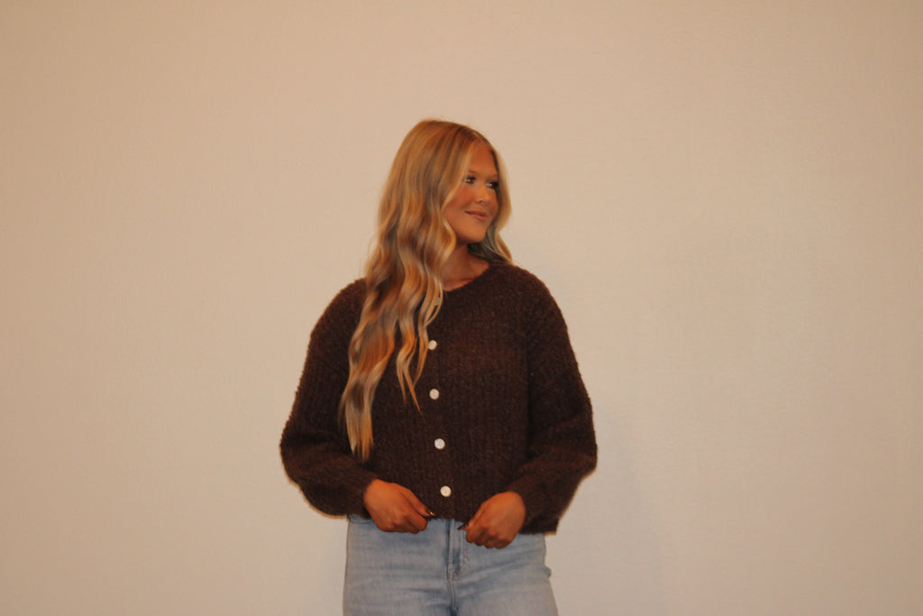 Chestnut Fuzzy Cardigan