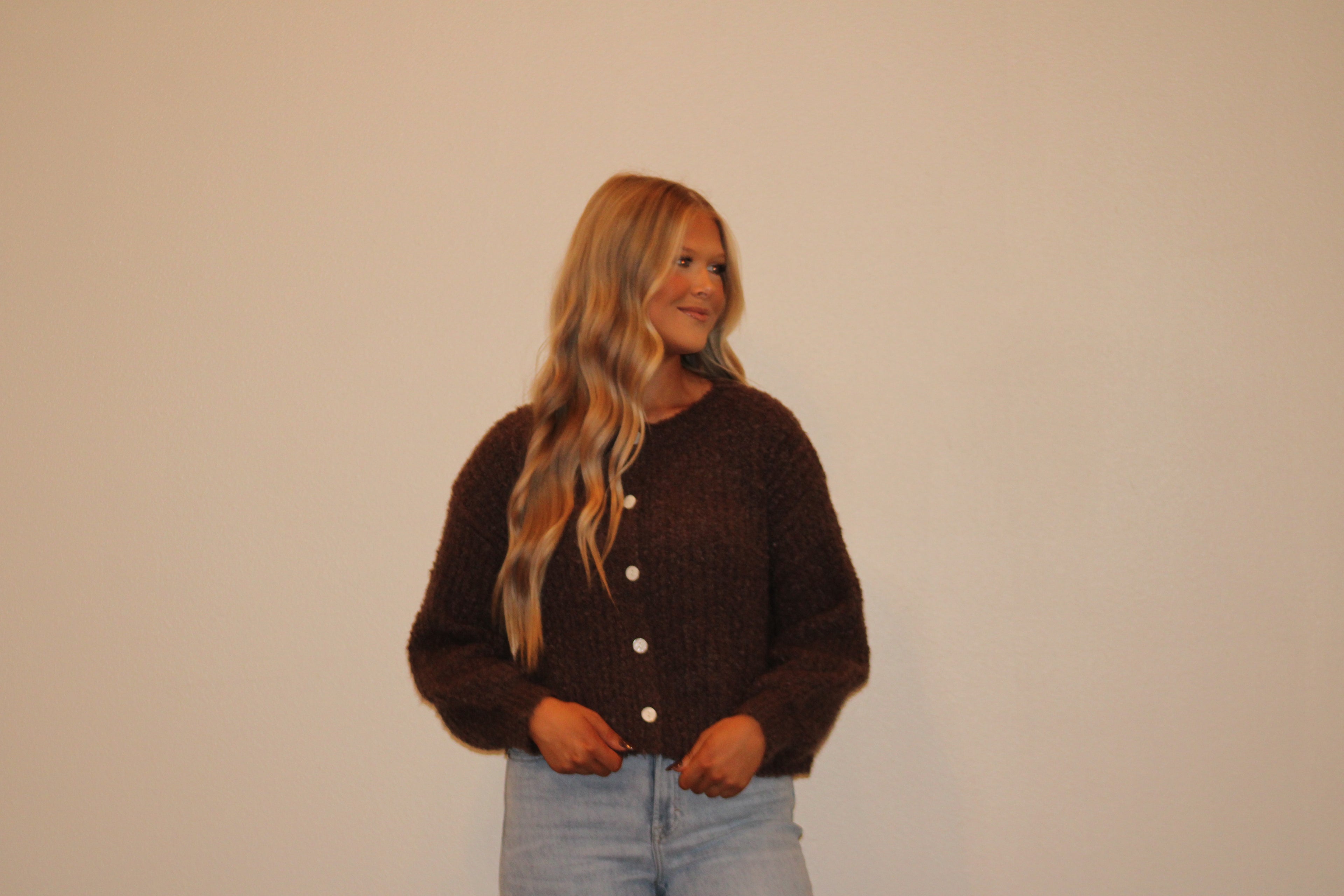 Chestnut Fuzzy Cardigan