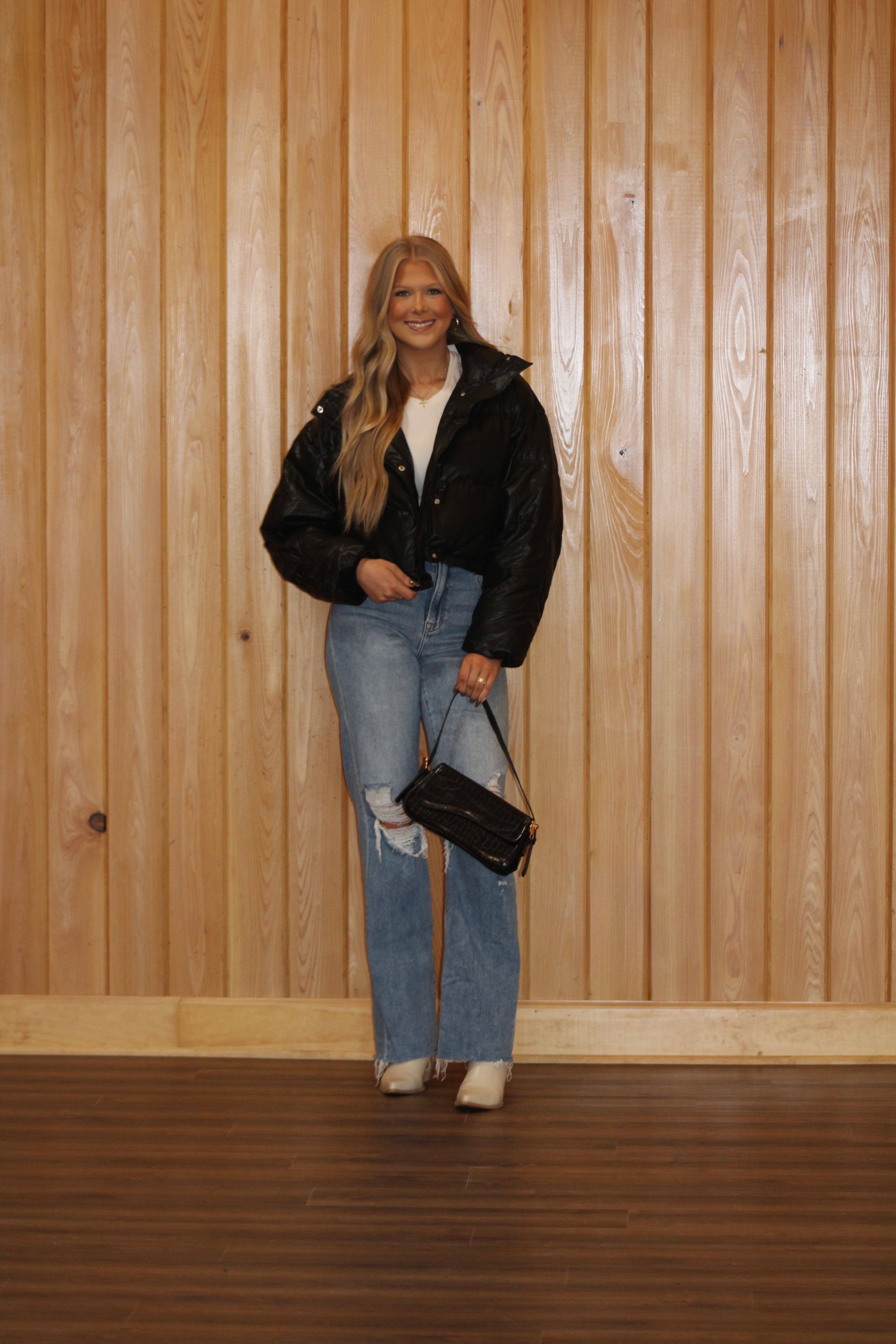 Paisley Leather Puffer Jacket