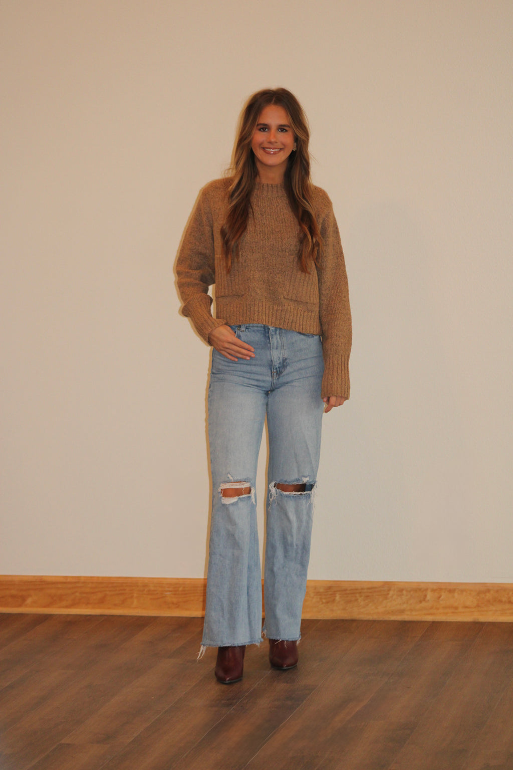 Taupe Front Pocket Sweater