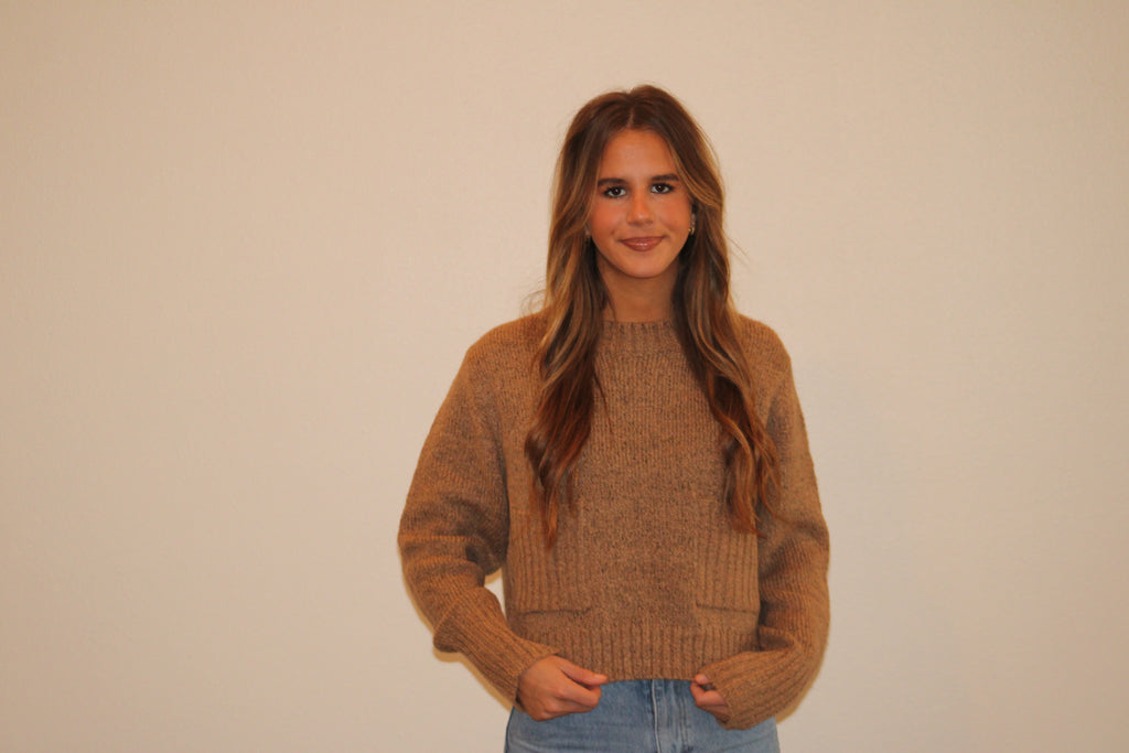 Taupe Front Pocket Sweater