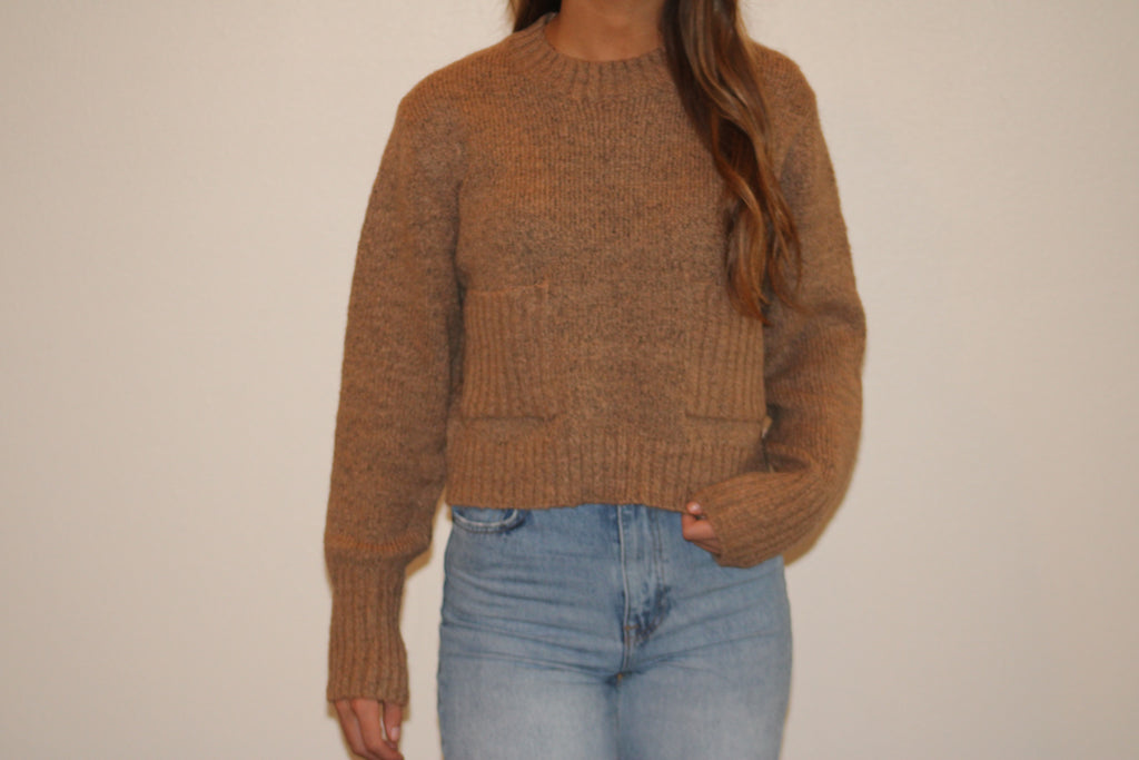 Taupe Front Pocket Sweater