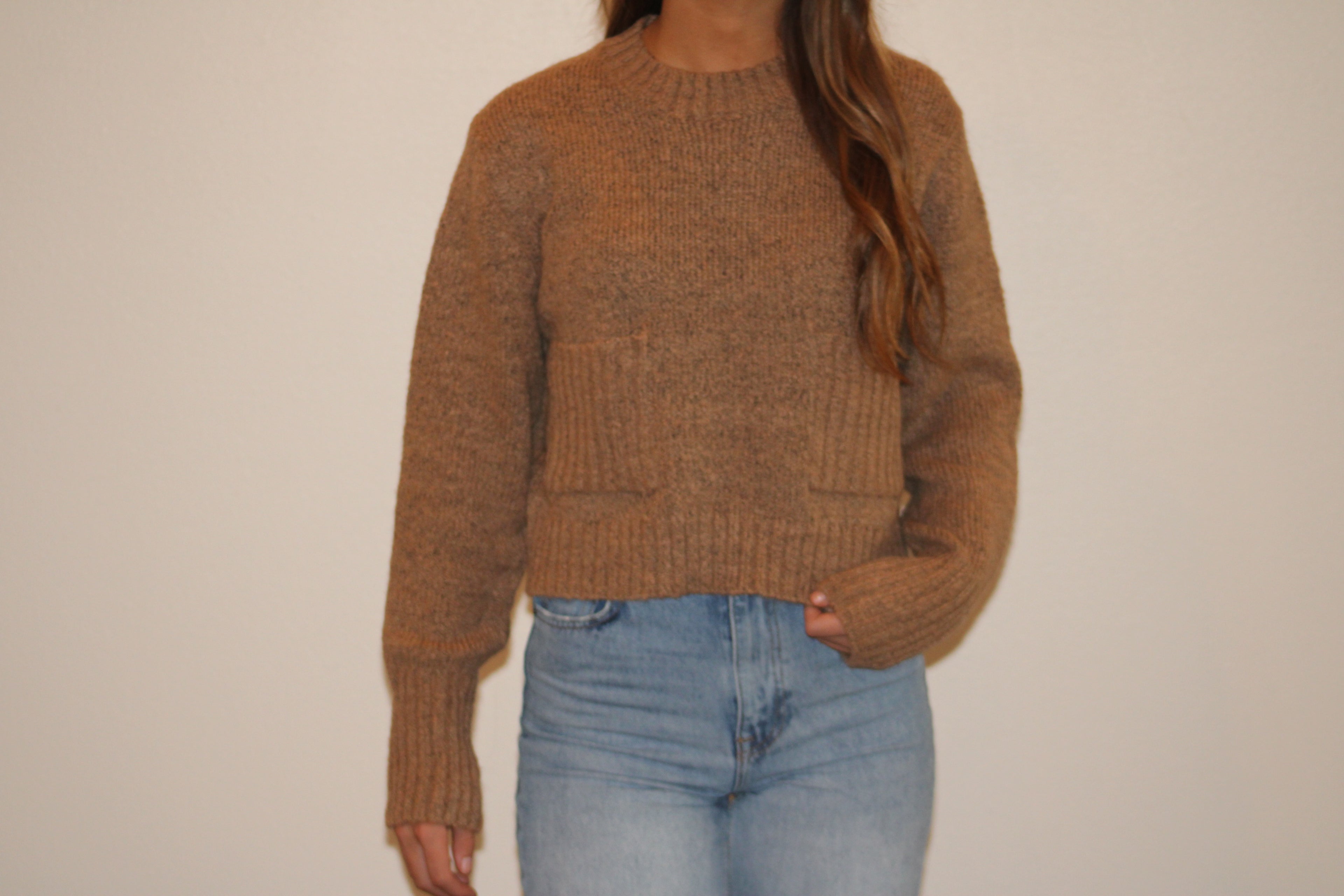 Taupe Front Pocket Sweater