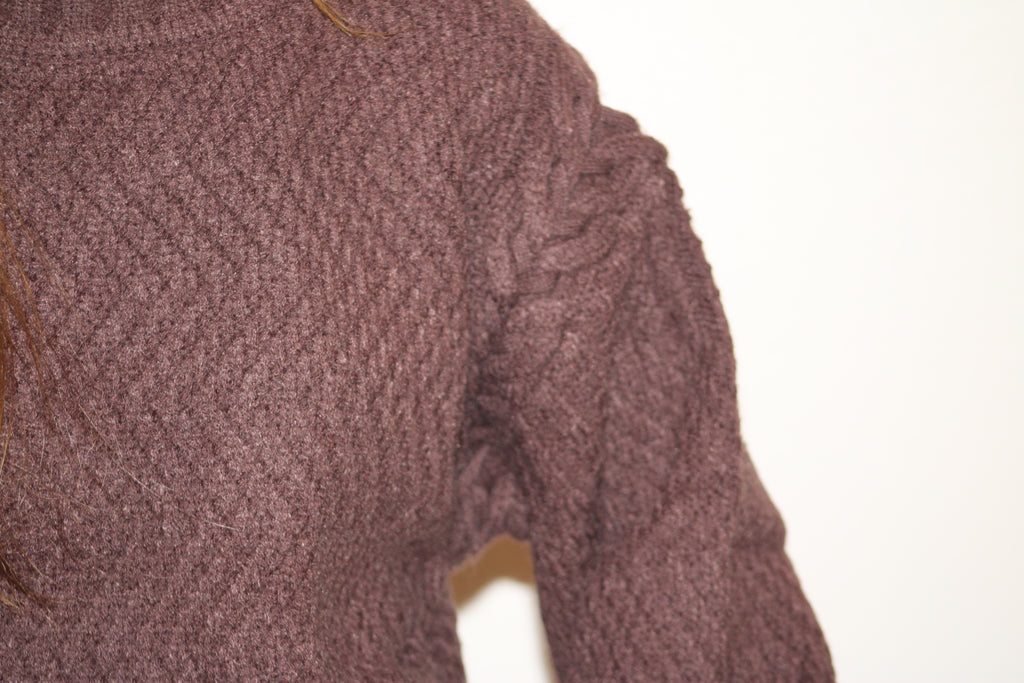 Chocolate Braided Sleeve Sweater