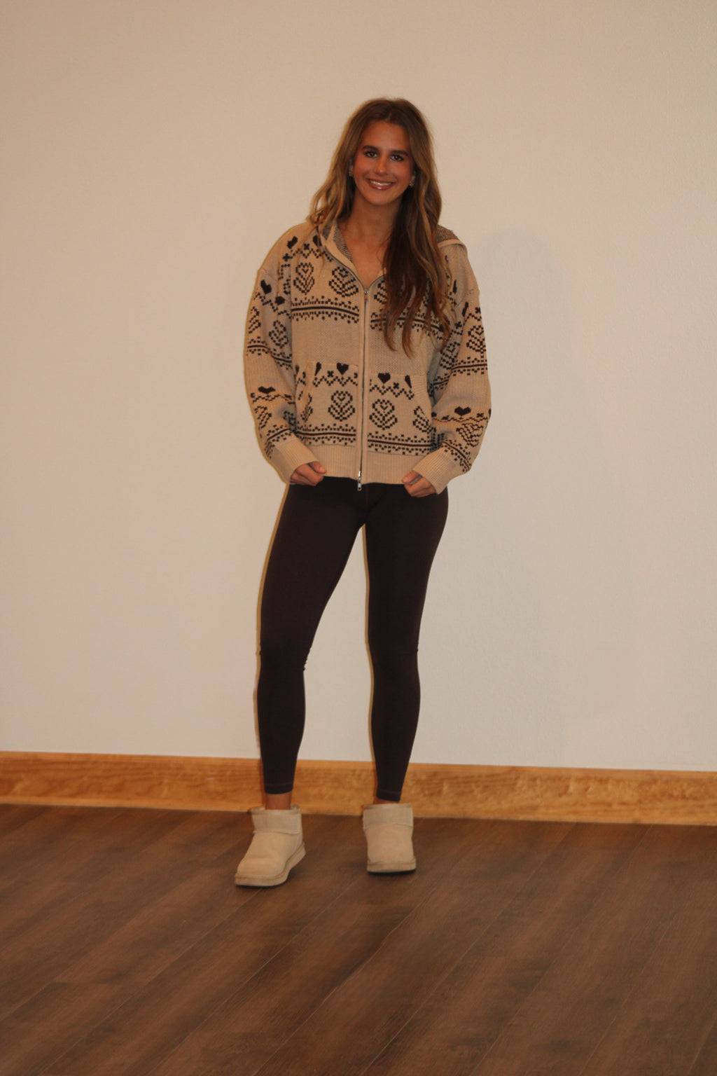 Fancy Floral Zip Up Sweater