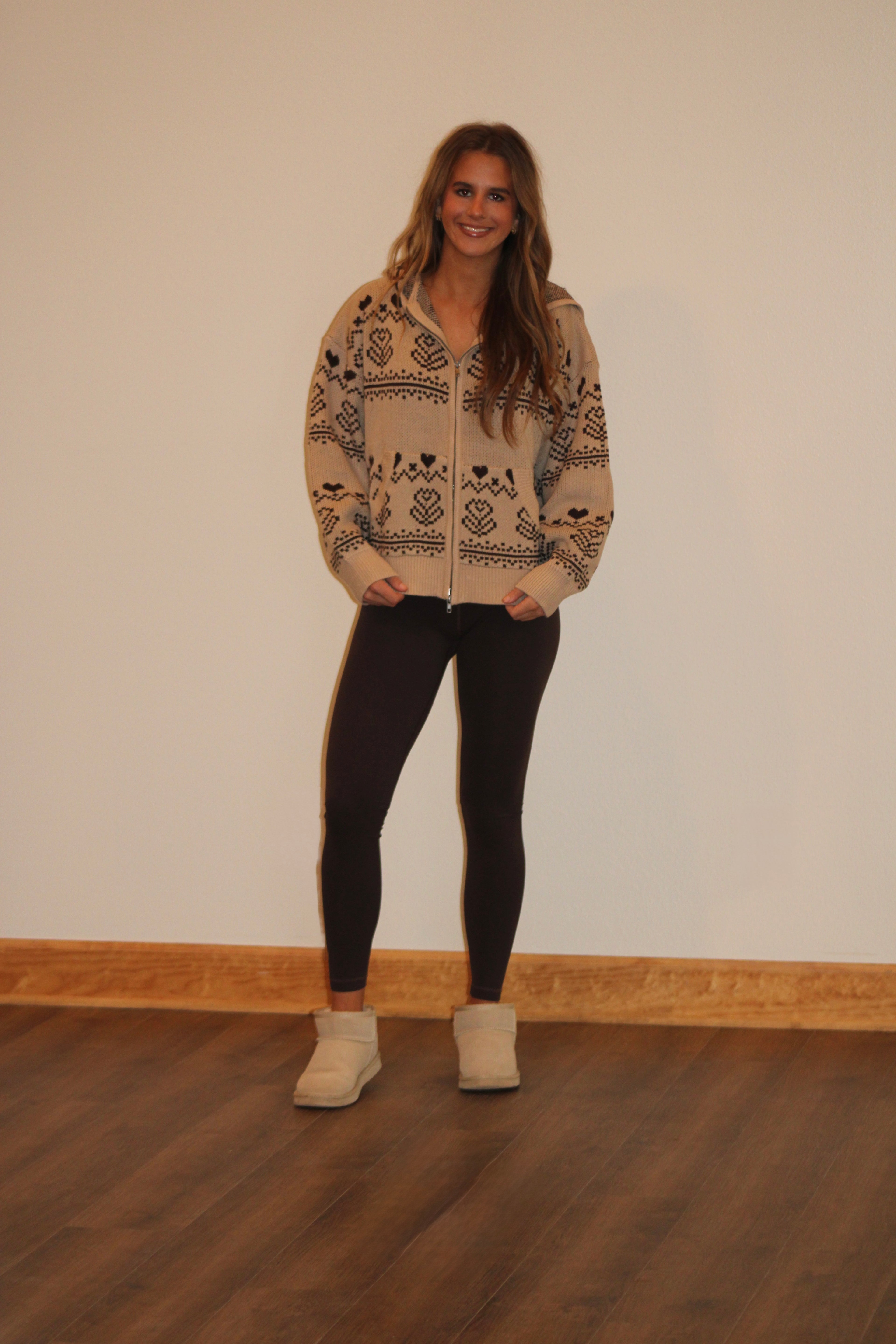 Fancy Floral Zip Up Sweater