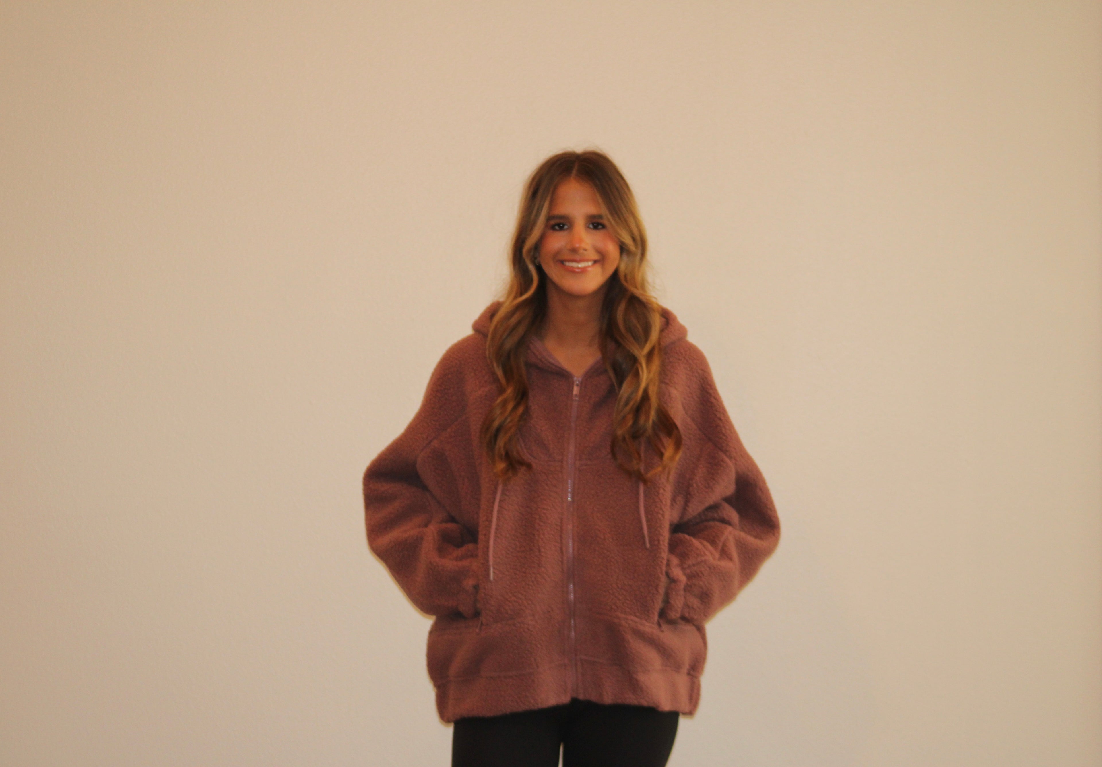 Mauve Fuzzy Zip Up Sherpa