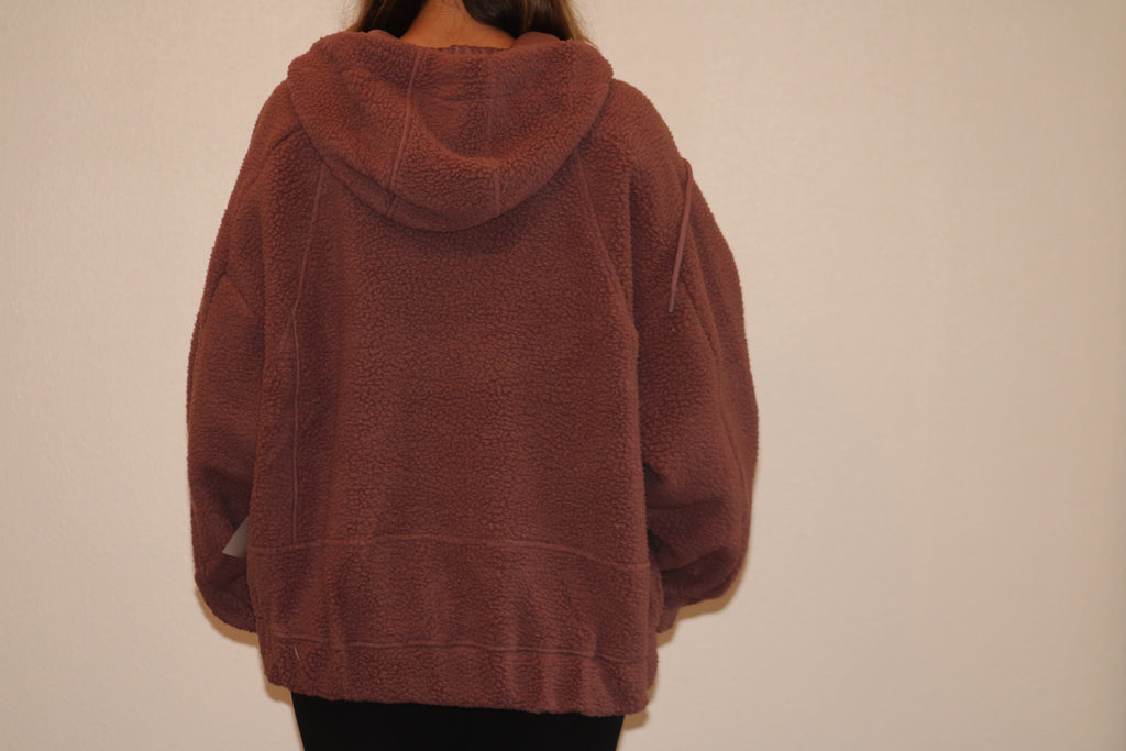 Mauve Fuzzy Zip Up Sherpa