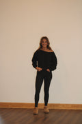 Black Boat Neck Pullover