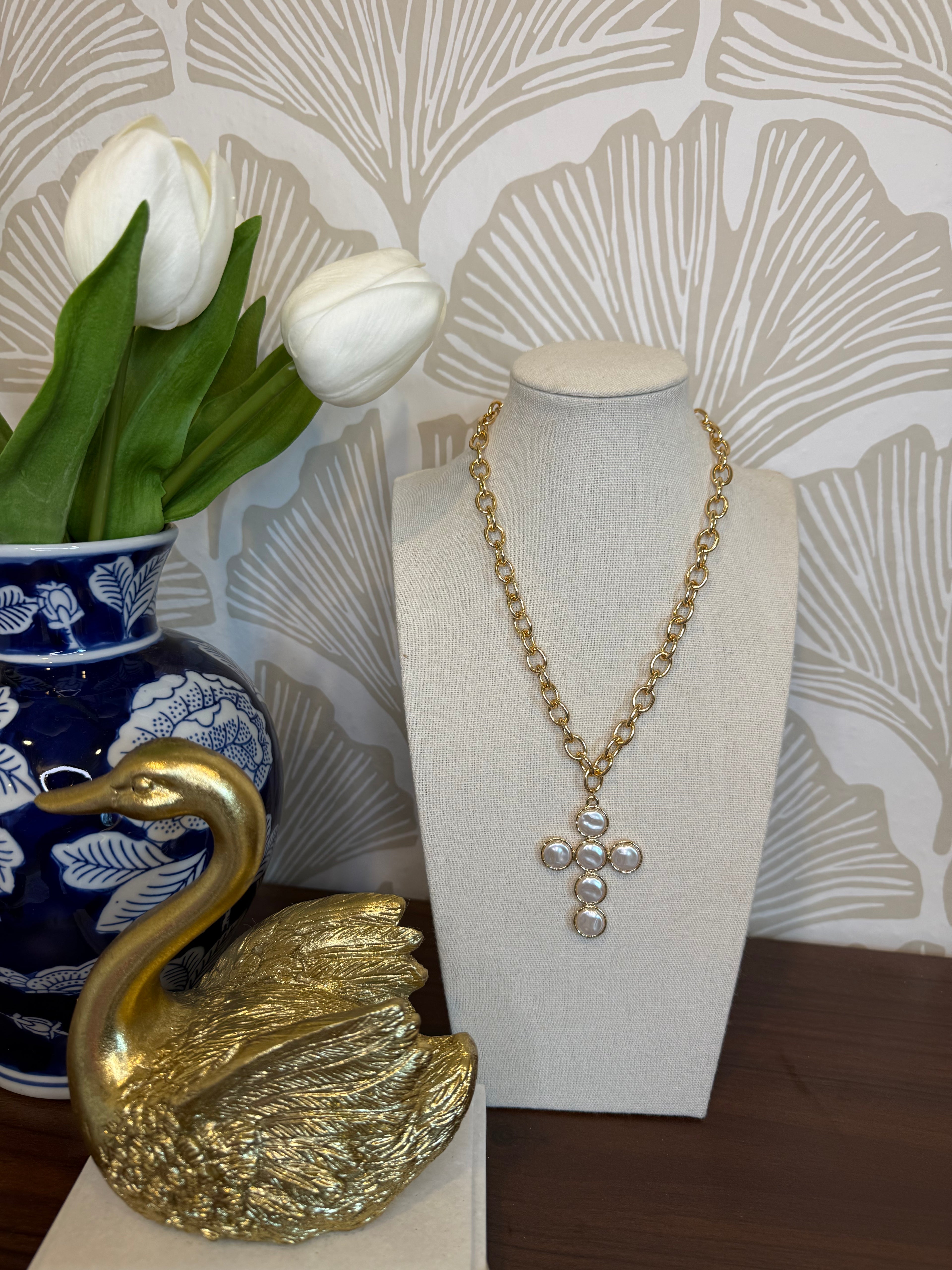Faith Pearl Cross Necklace
