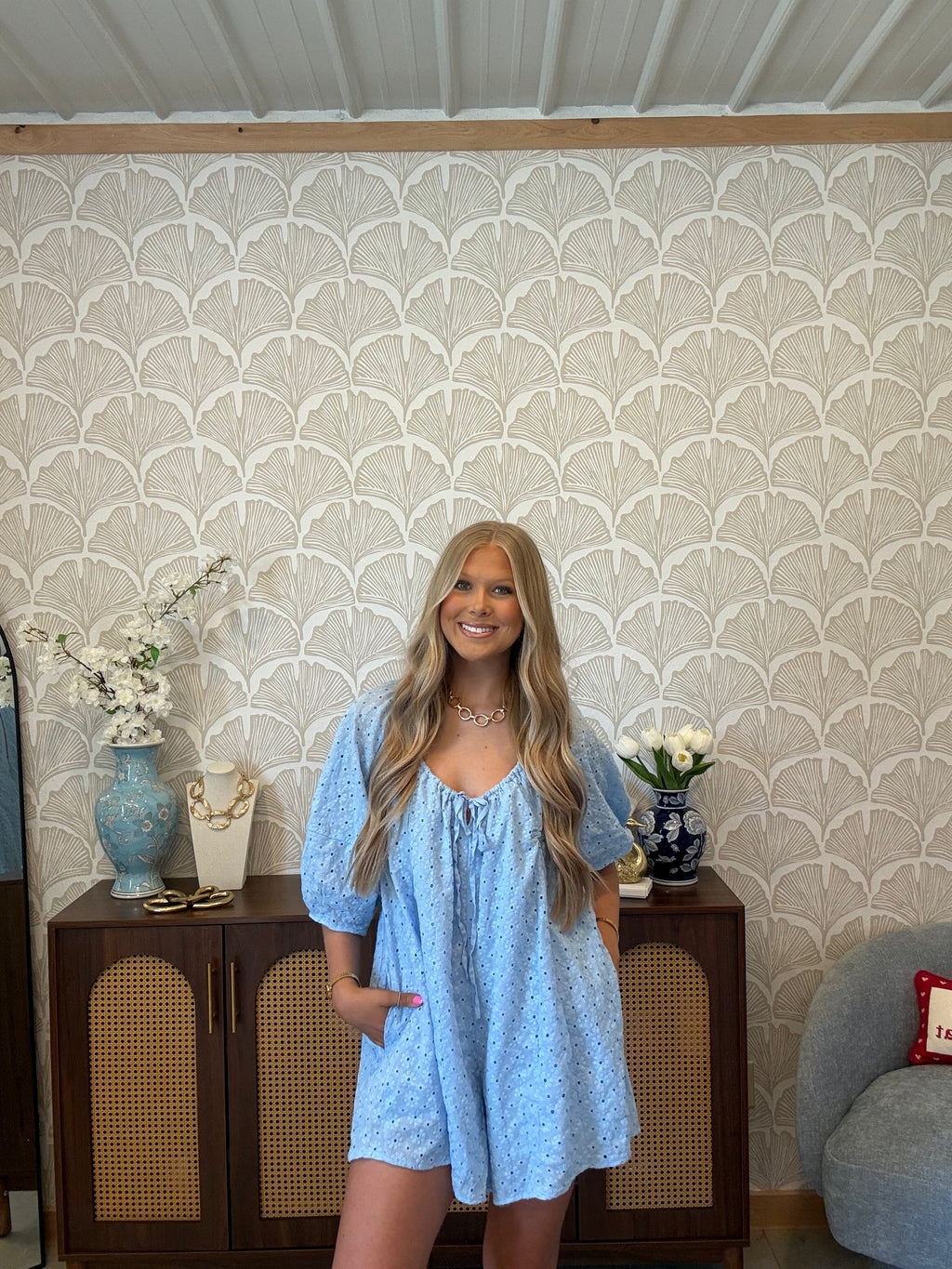 Blue Skies Eyelet Romper