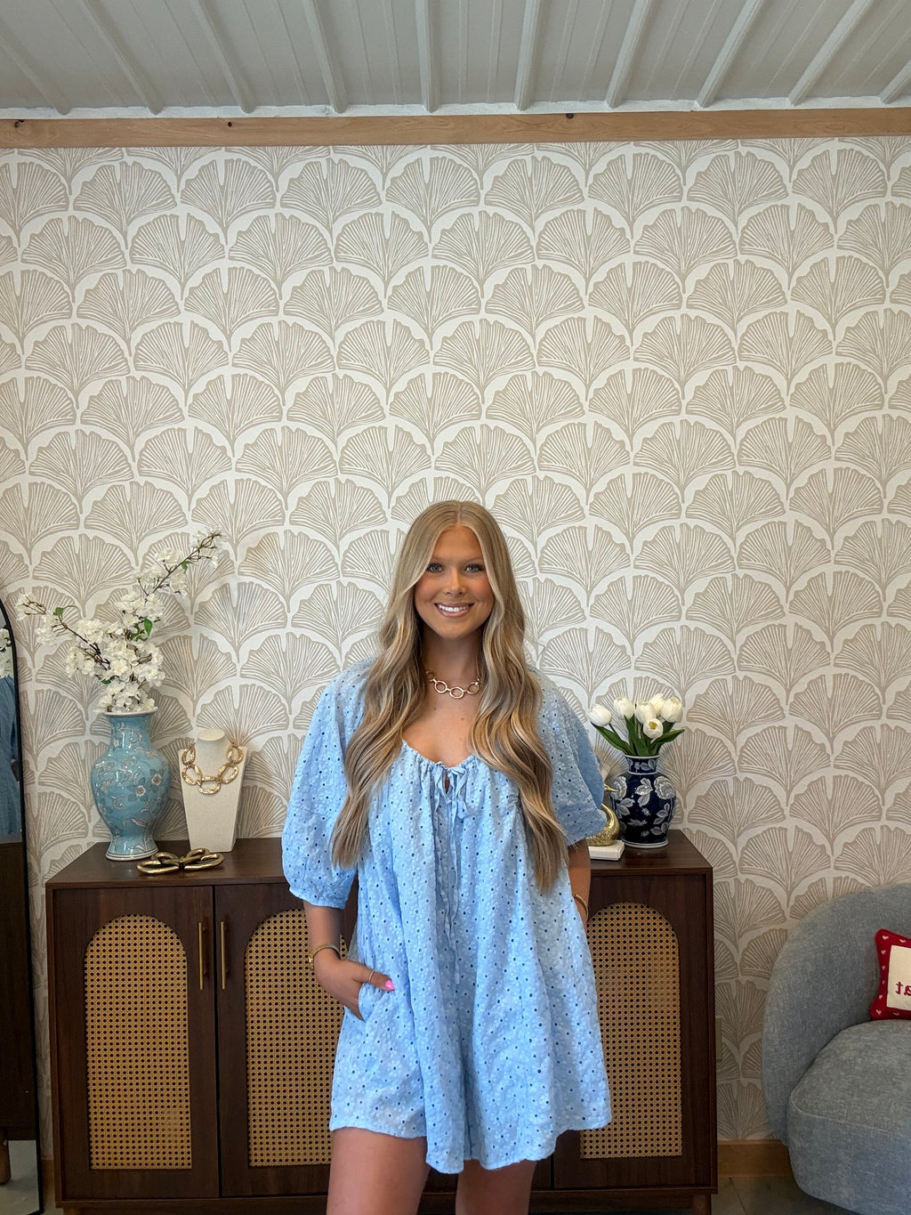 Blue Skies Eyelet Romper