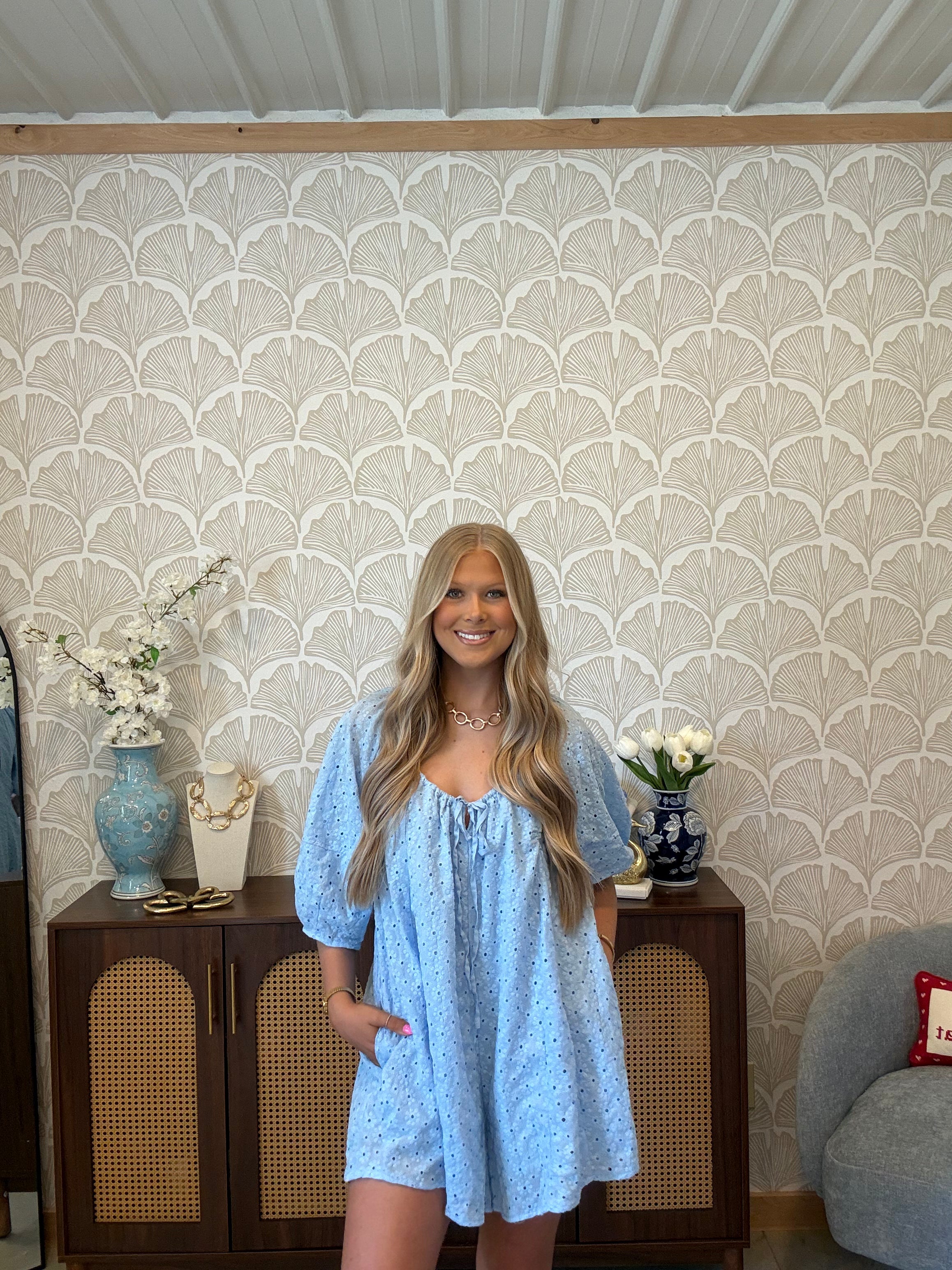 Blue Skies Eyelet Romper