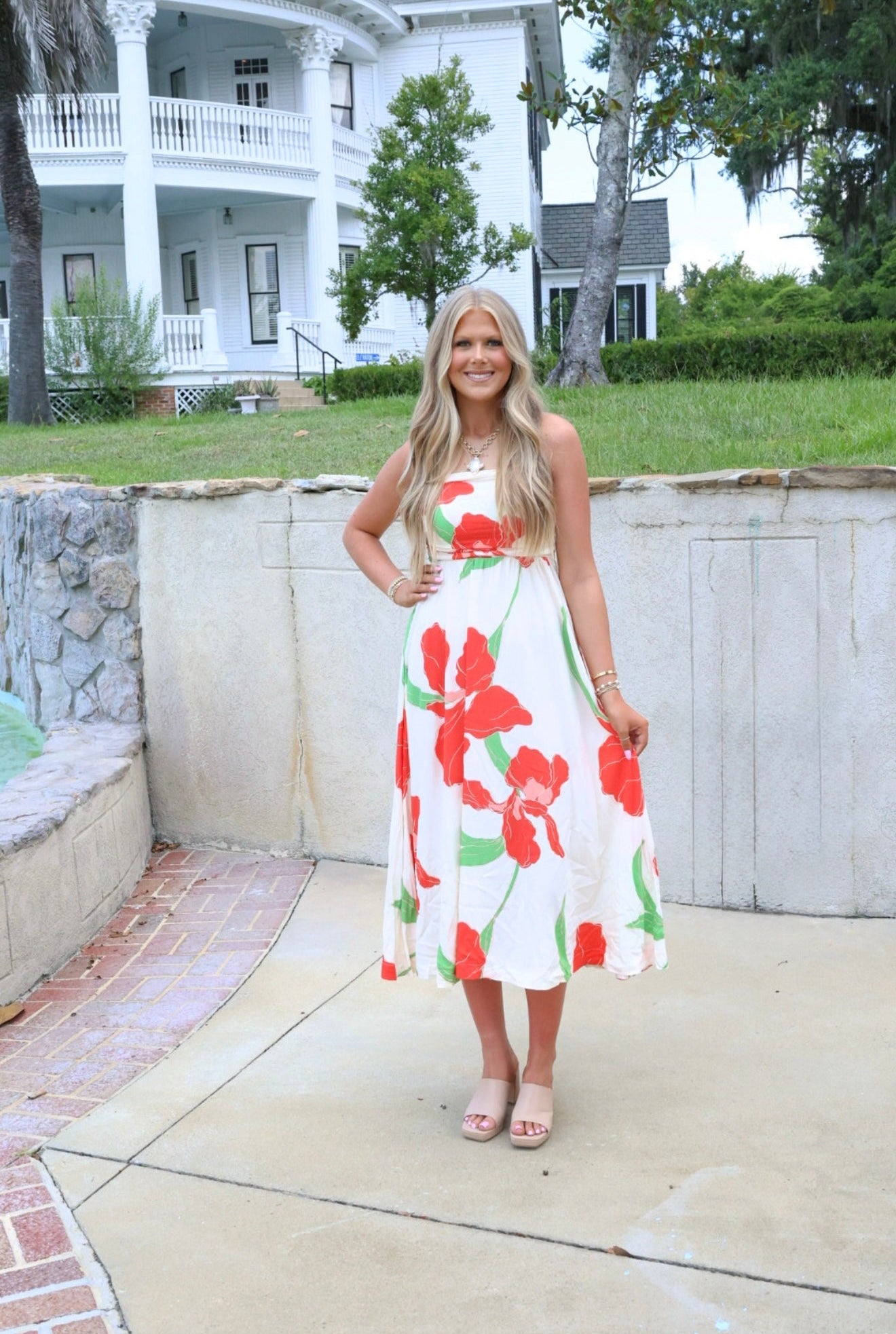 Red/Natural Maxi Dress