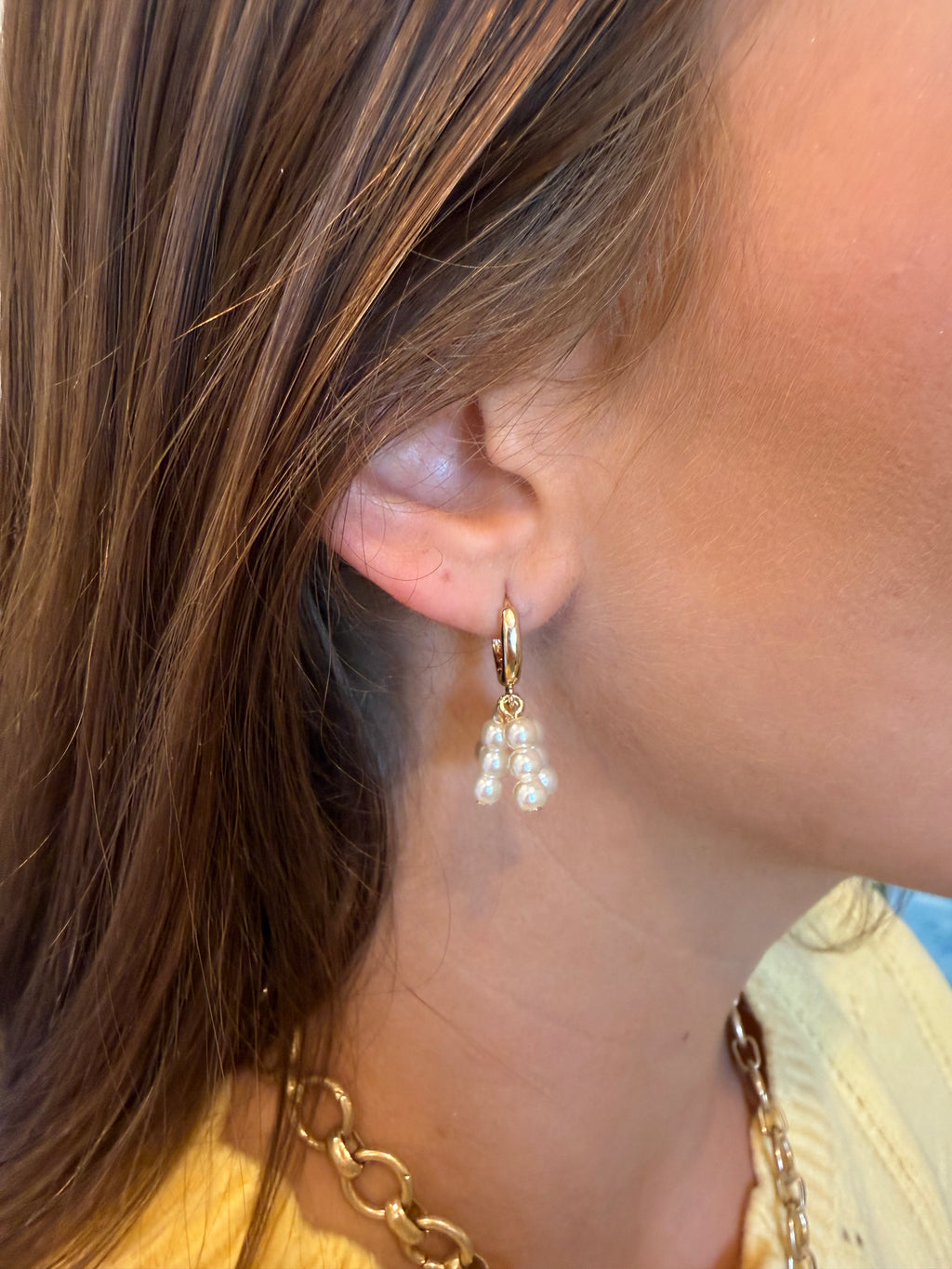 Pearl Drop Huggie Hoops