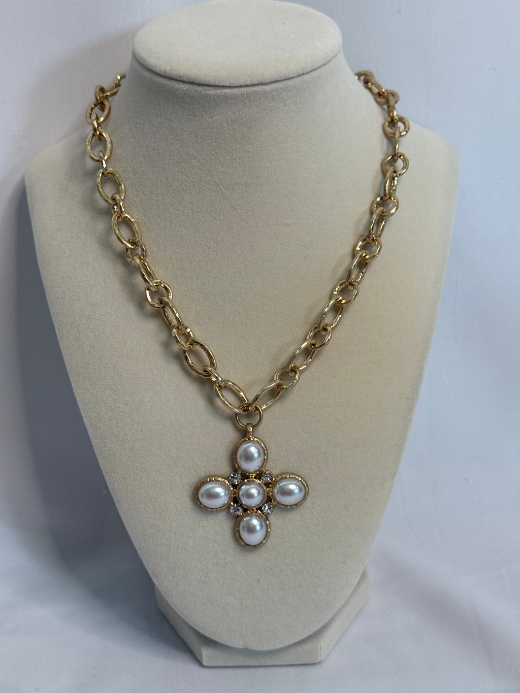 Pearly Cross Necklace