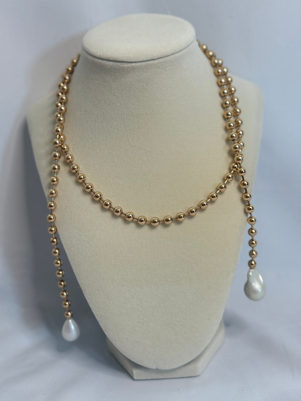 Ball Chain and Pearl Necklace