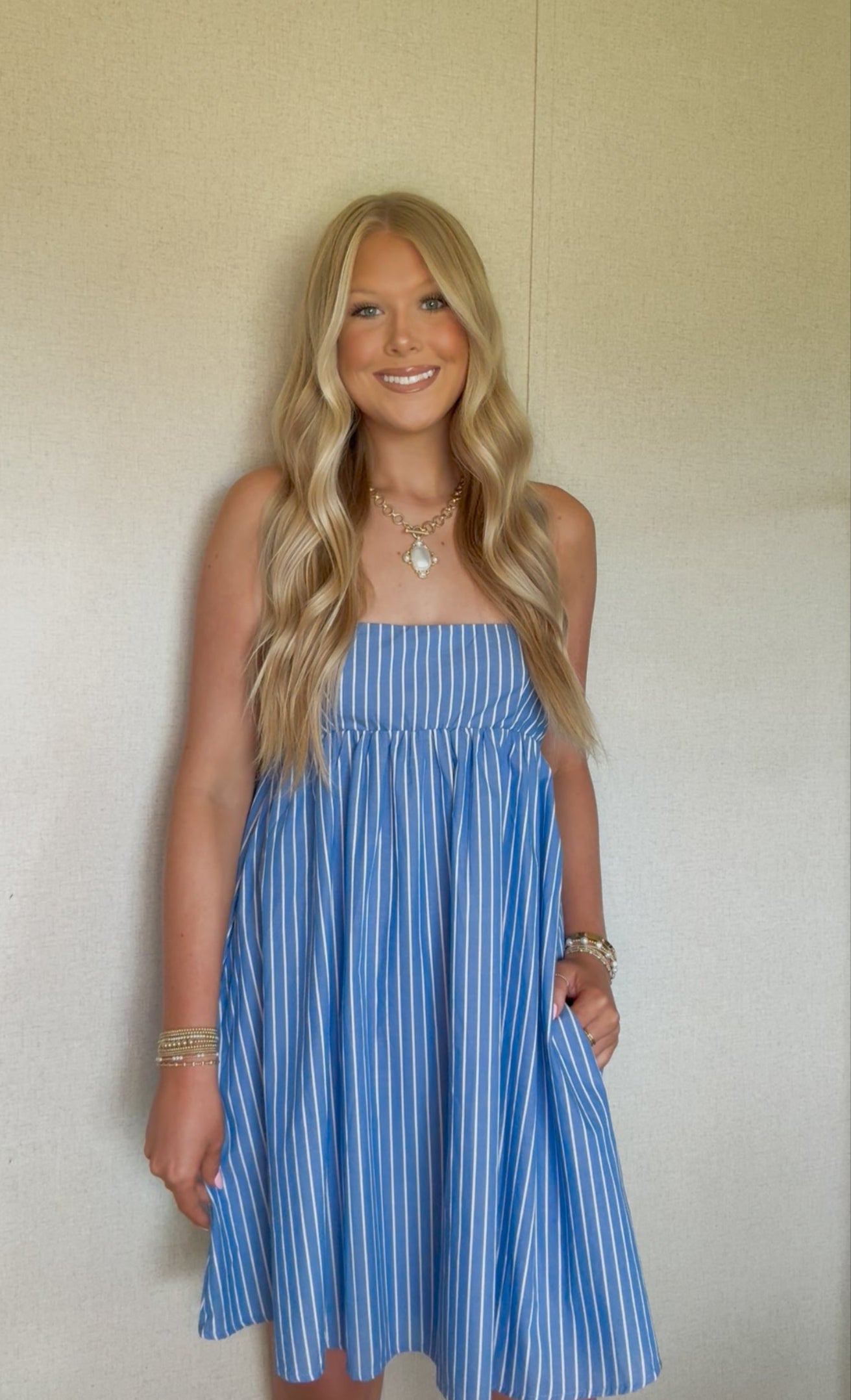 Blue/White Striped Dress