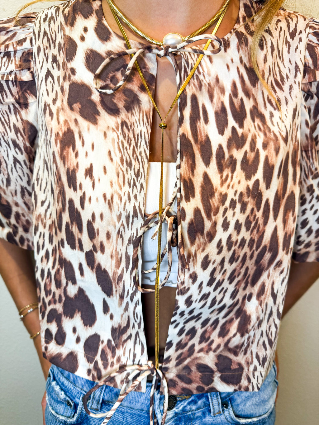 Cheetah Tie Front Top