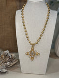 Stone Cross with Ball Chain Necklace