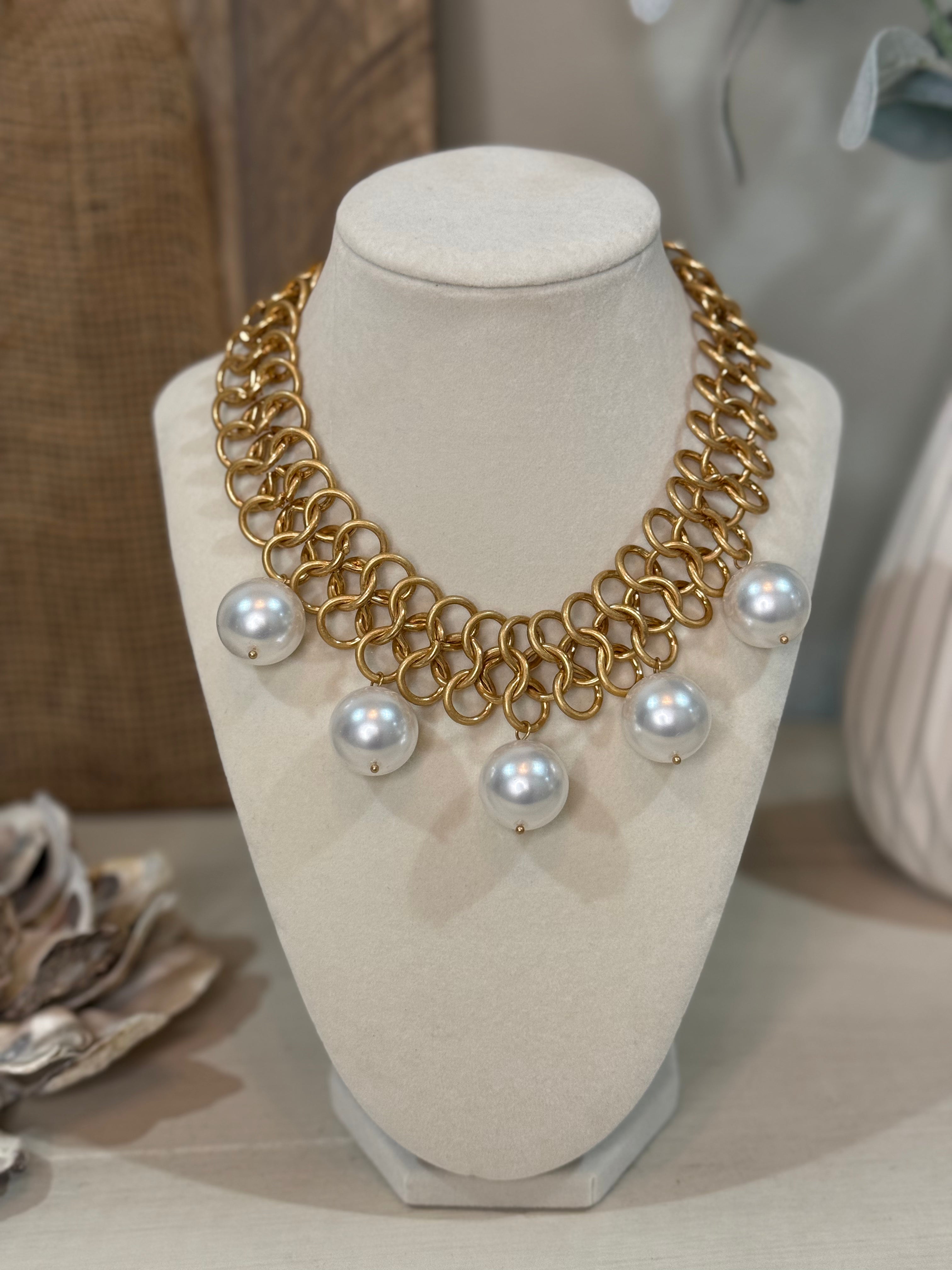 Linked Chain and Pearl Choker