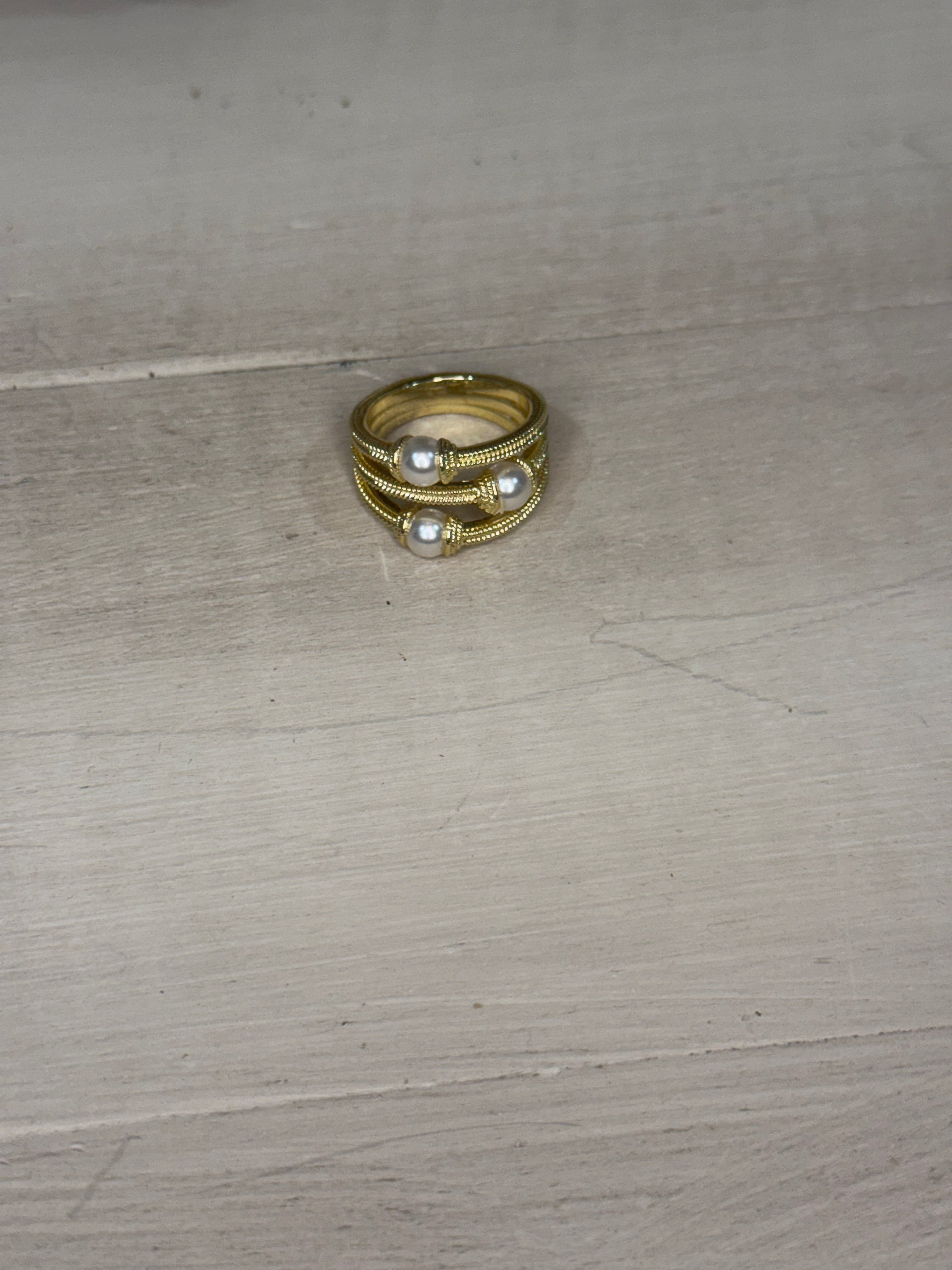 3 Row Pearl Ring