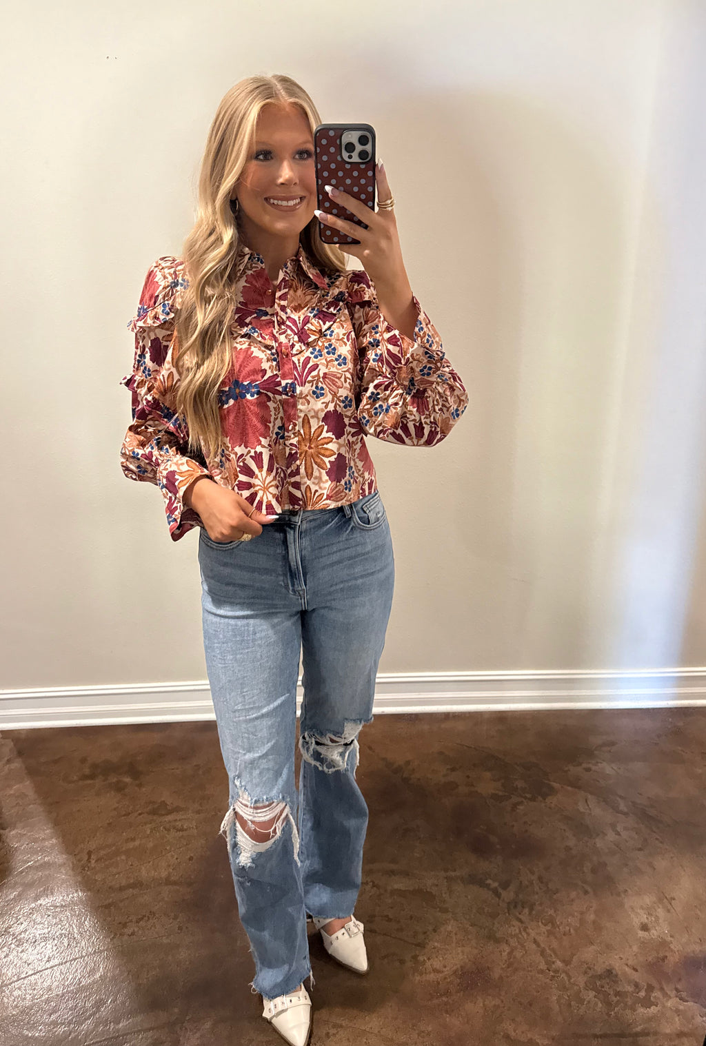 Autumn Hues Ruffle Sleeve Top