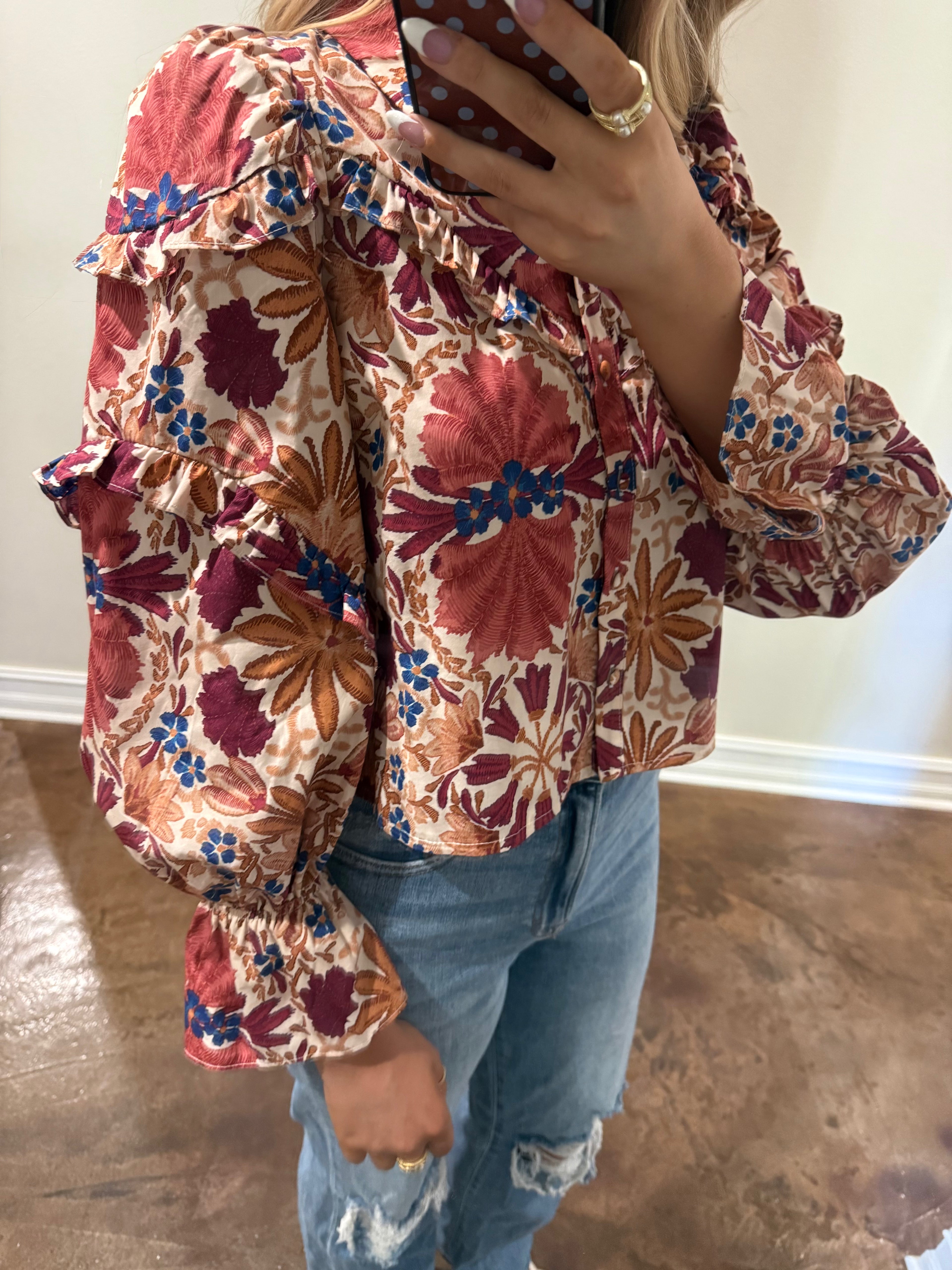 Autumn Hues Ruffle Sleeve Top