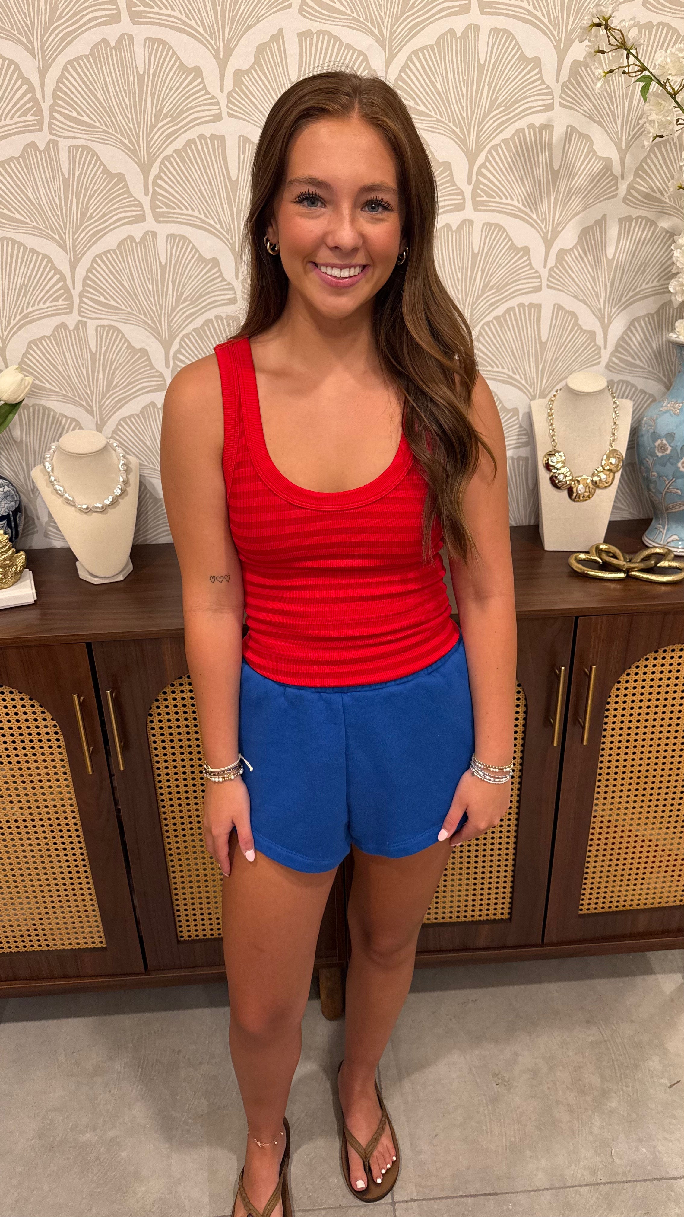 Firecracker Red Stripe Tank