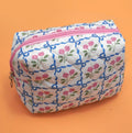 Blue Bow/Pink Floral Cosmetic Pouch