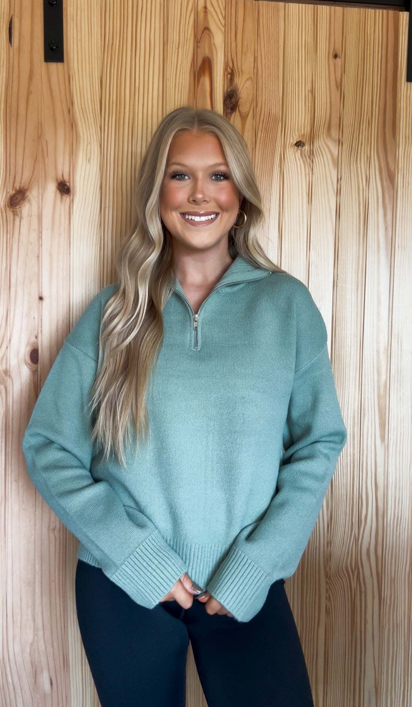 Sage Quarter Zip Sweater