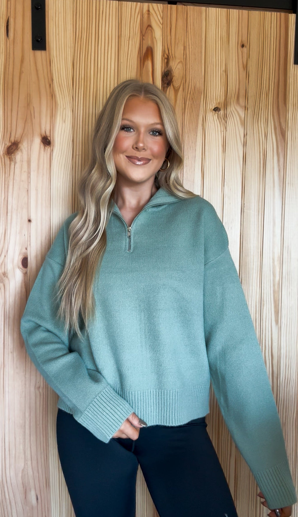 Sage Quarter Zip Sweater