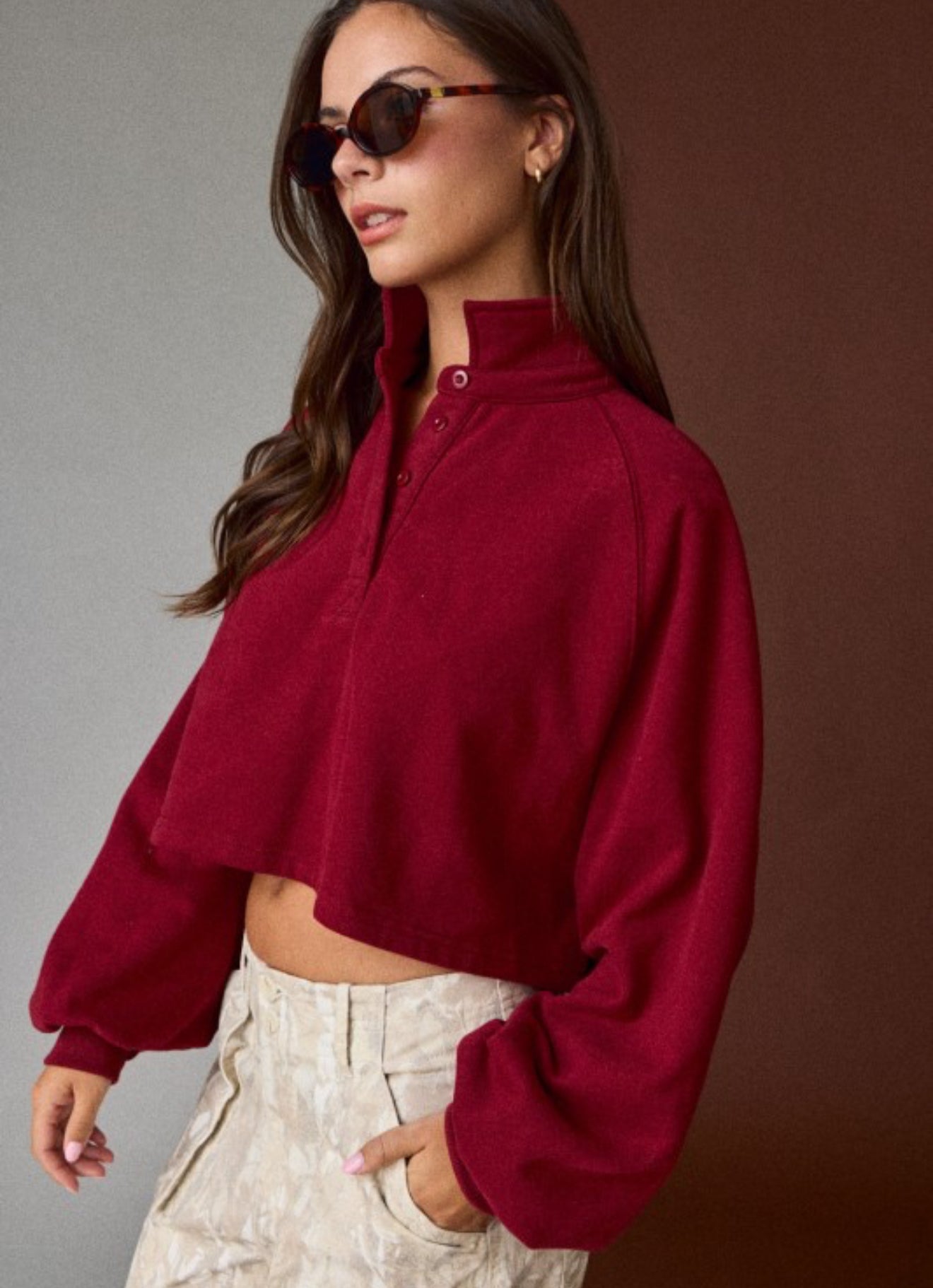 Wine Night Collared Pullover