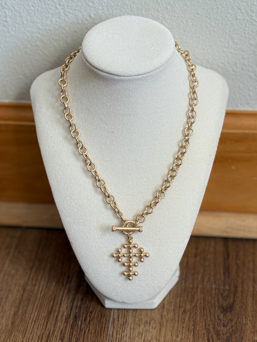 Gold Crossed Necklace