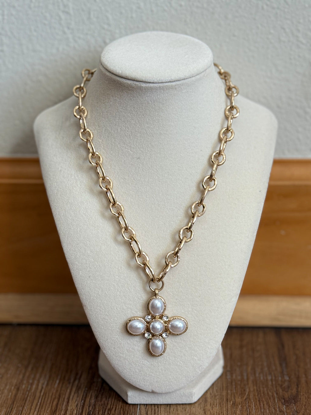 Pearly Cross Necklace
